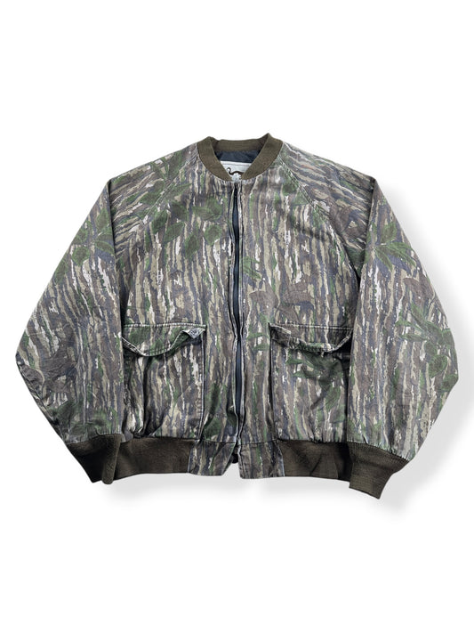 Front of Vintage Duxbak Camo Bomber Jacket SZ XL