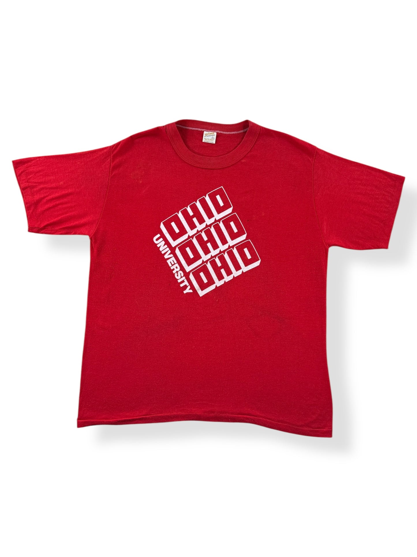 Front of Vintage Red Ohio University Tee SZ L