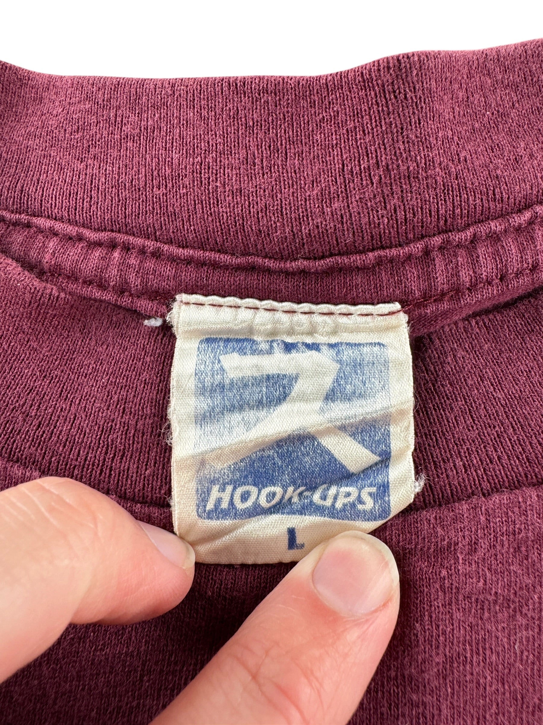 Tag on Vintage Hook Ups Burgundy Smoking Girl Tee SZ L