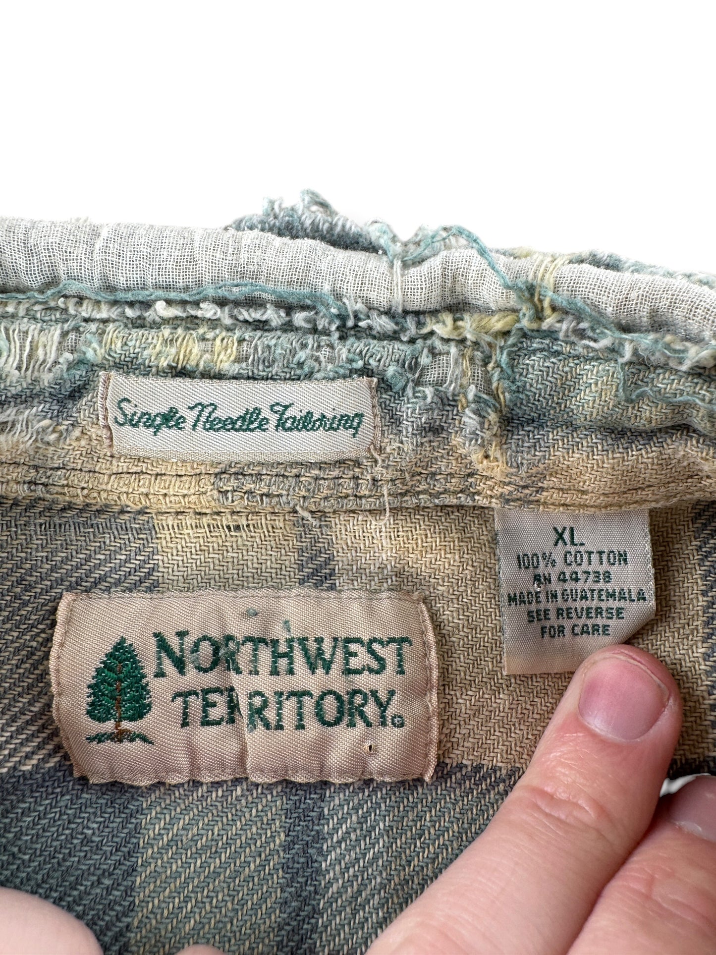 Tag on Vintage NW Territory Thrashed Cotton Flannel SZ XL