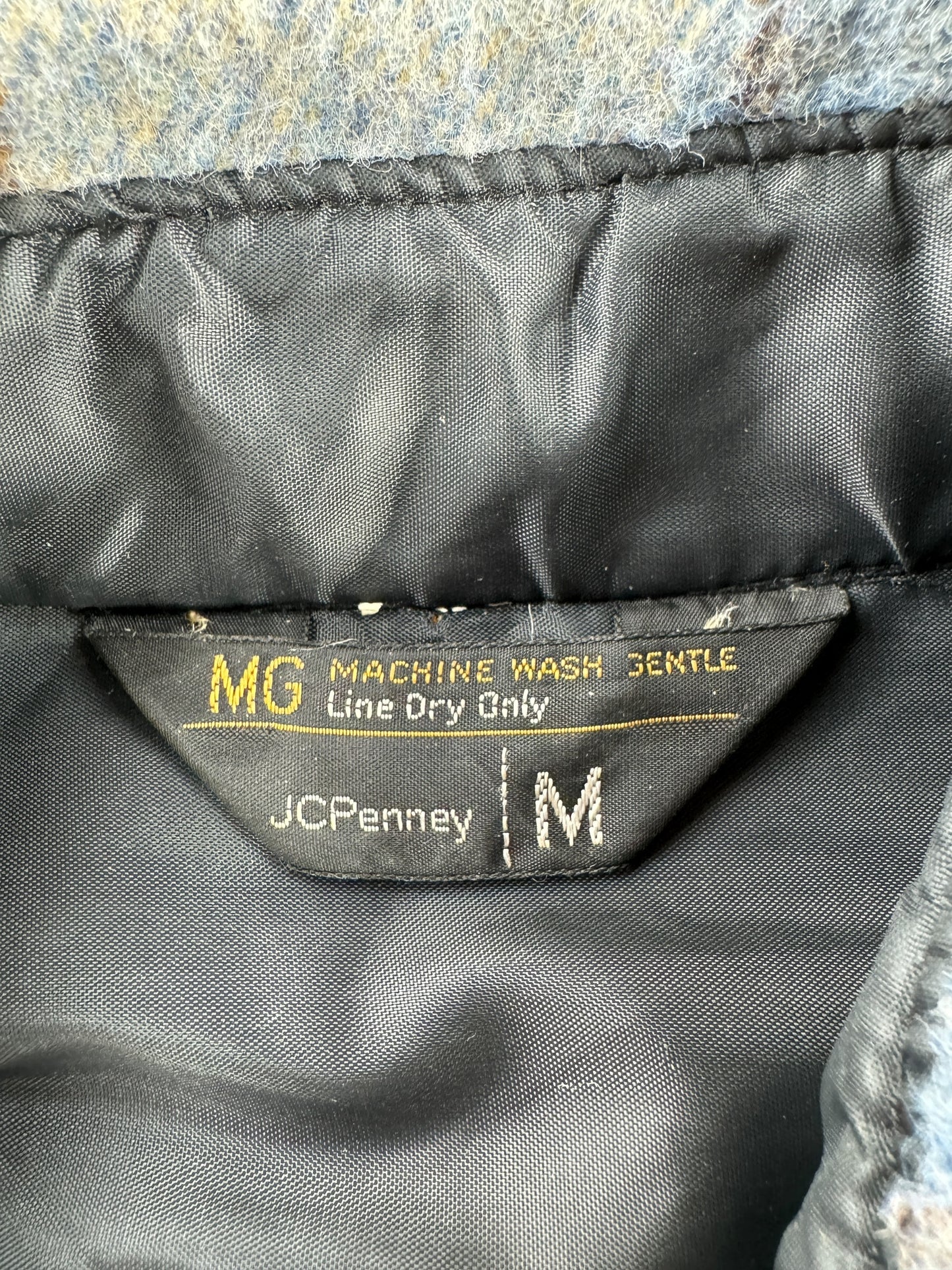 Tag on Vintage JC Penney Blue and Beige CPO Flannel SZ M