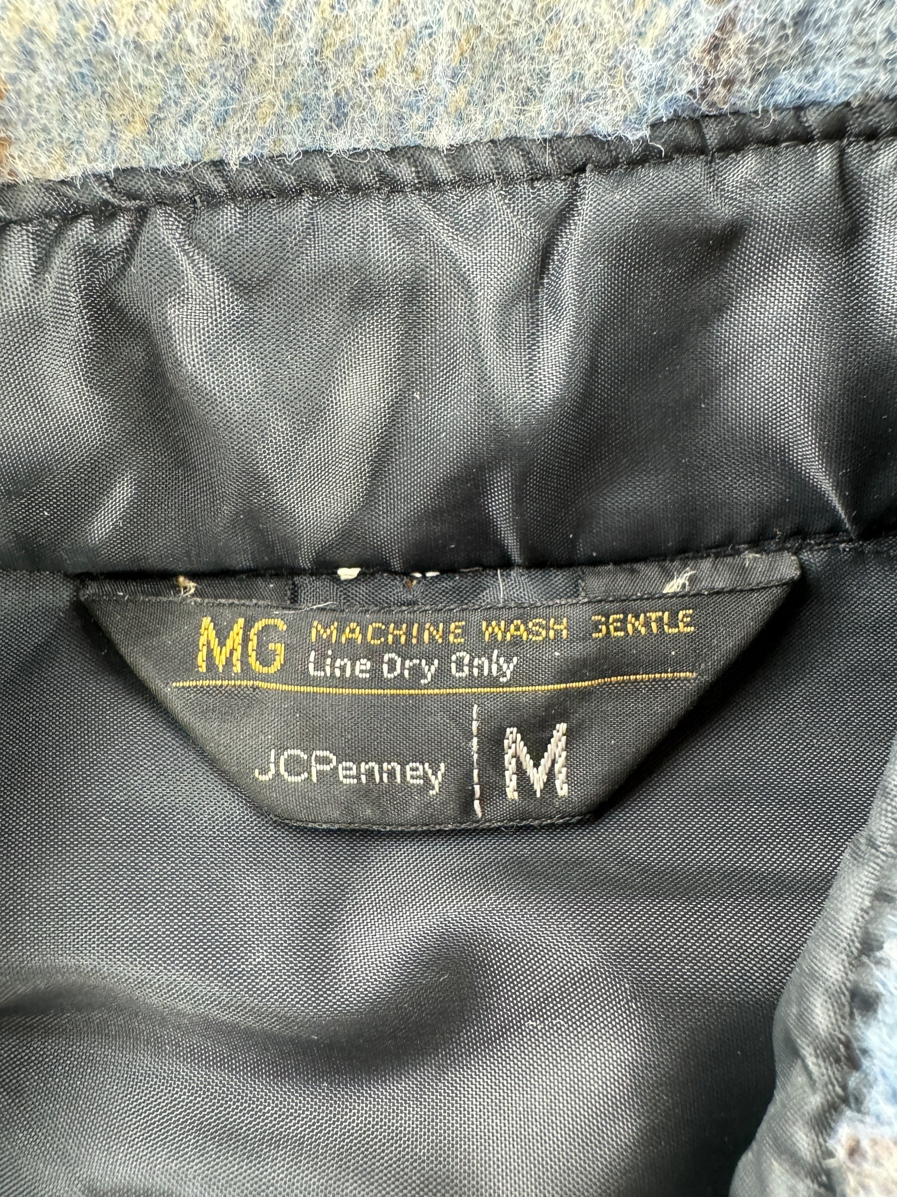 Tag on Vintage JC Penney Blue and Beige CPO Flannel SZ M