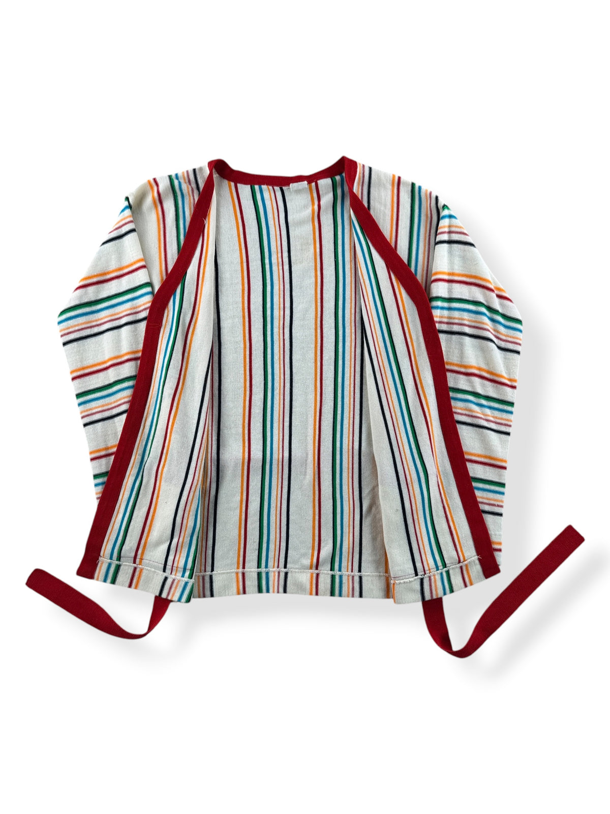 Inside of Vintage 70s Rainbow Stripe Cardigan SZ S/M