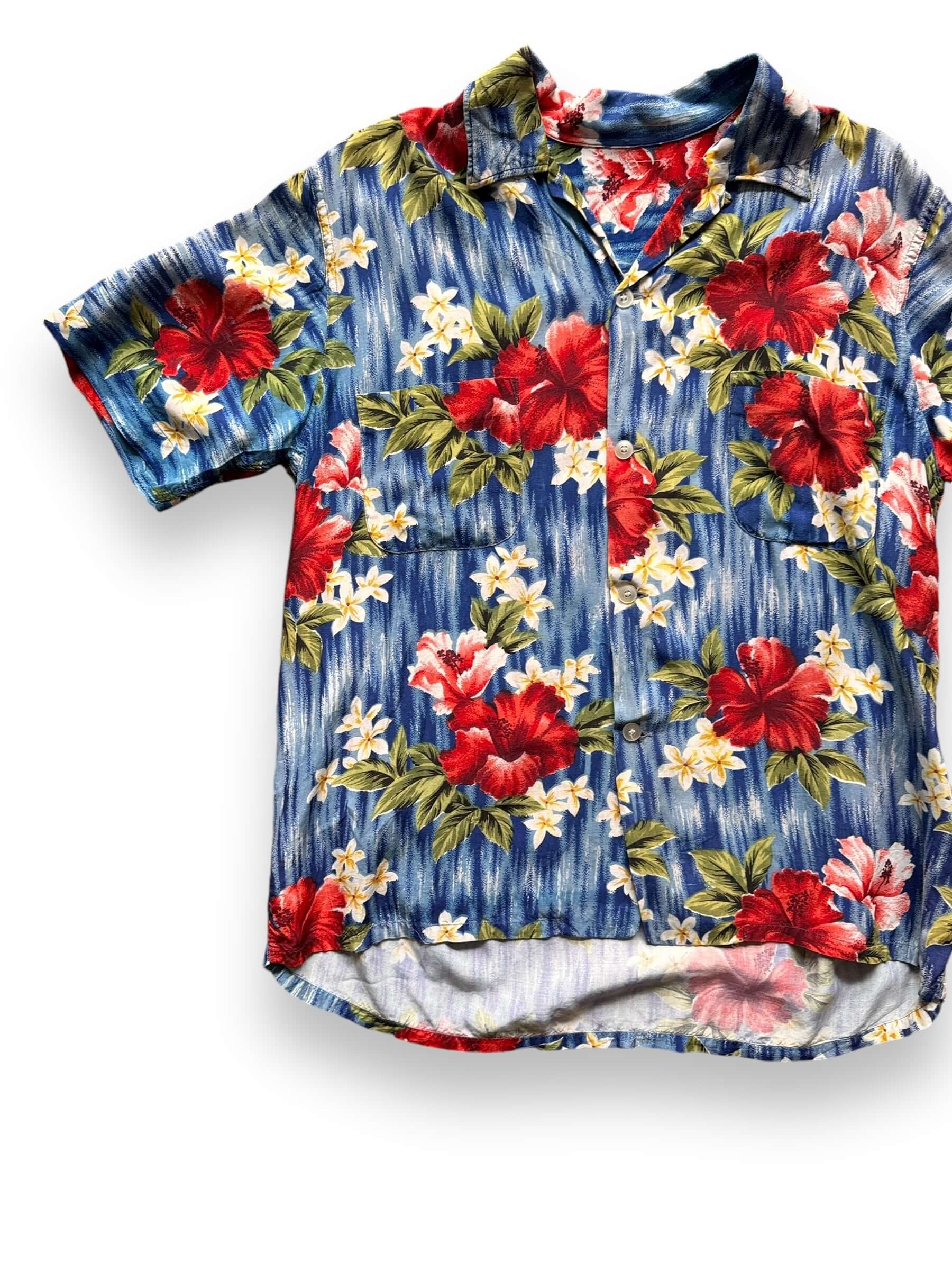 Front Right View of Vintage Sneaky Penney's Rayon Aloha Shirt SZ M