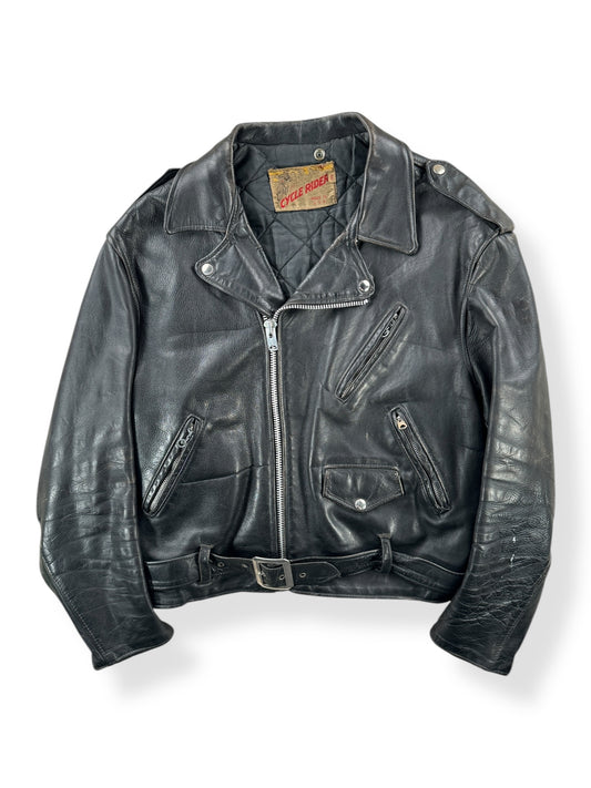 Front of Vintage Cycle Rider Leather Jacket SZ 46