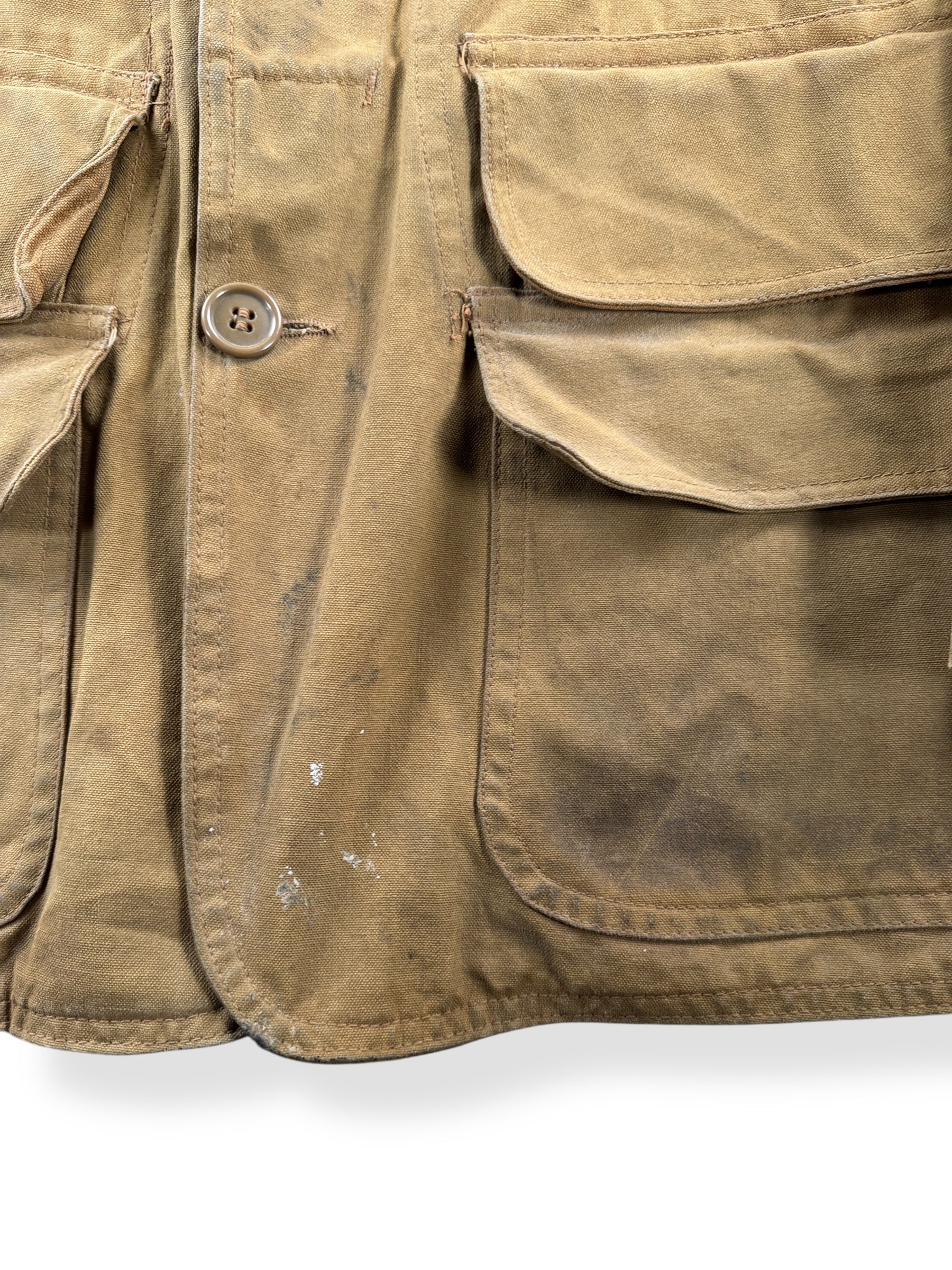 Staining on Vintage 1940s Blue Bill Hunting Coat SZ S