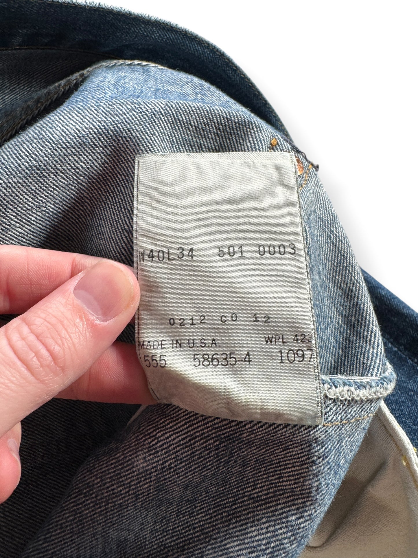 Tag on Vintage LVC Selvedge 501 Jeans W39