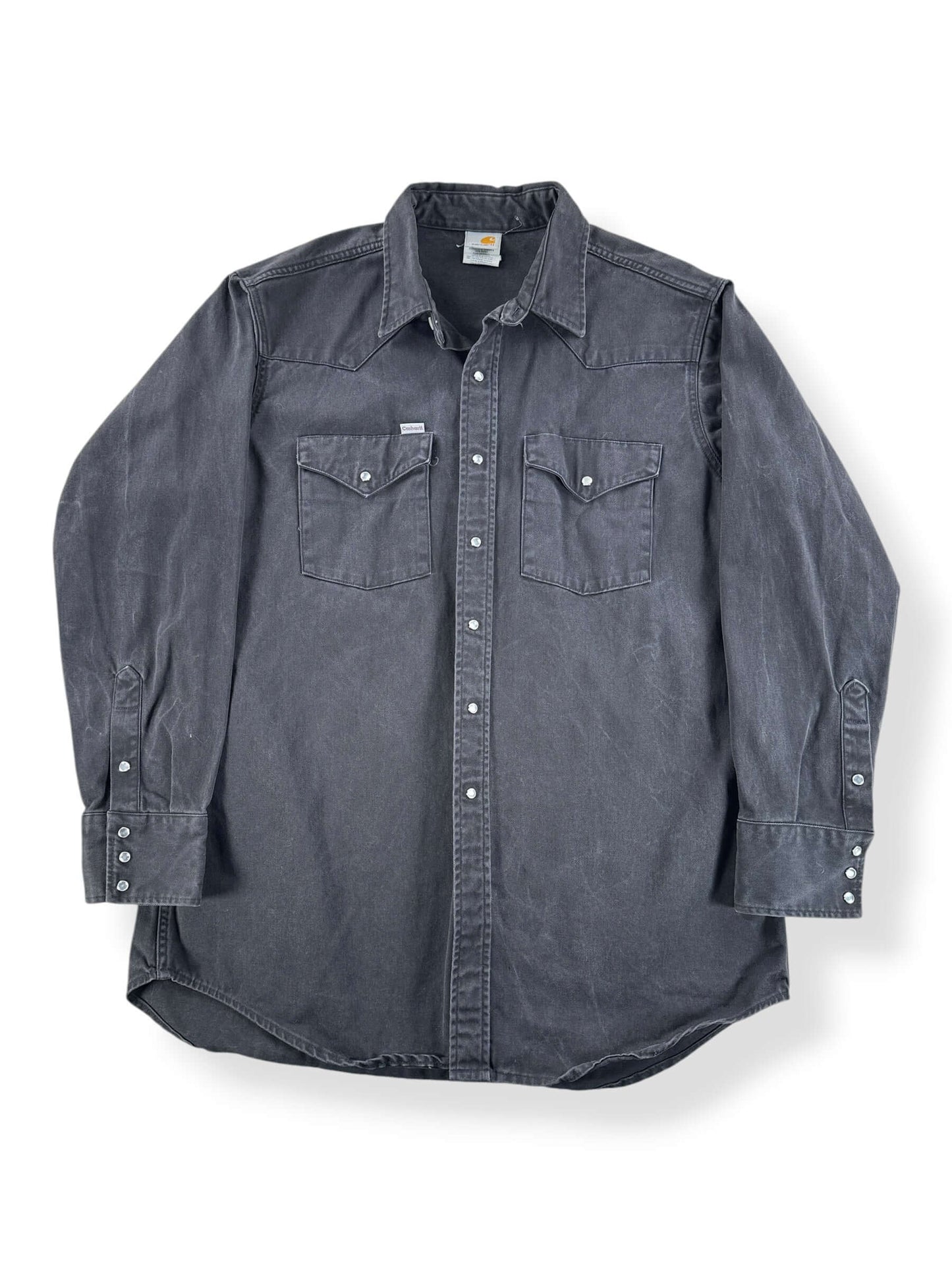 Front of Vintage Black Carhartt Pearl Snap SZ XL