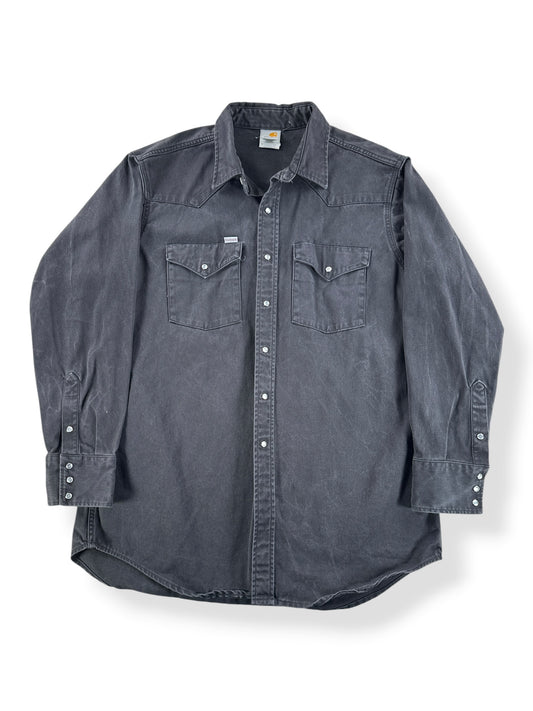 Front of Vintage Black Carhartt Pearl Snap SZ XL