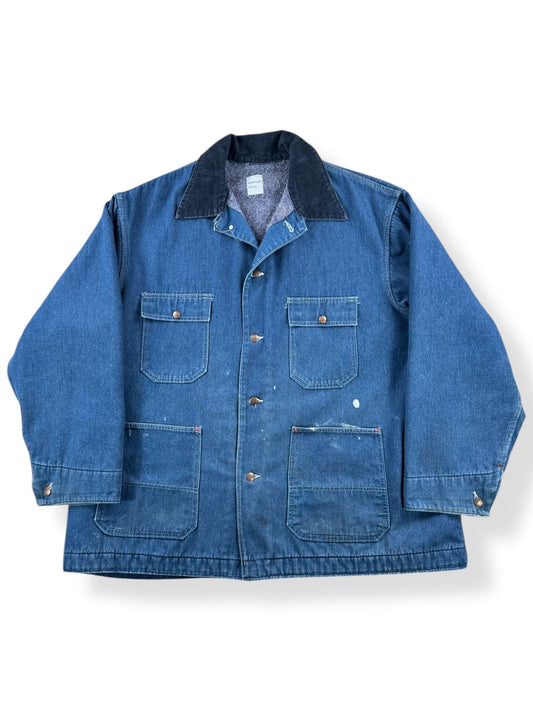 Front of Vintage Sears Tradewear Blanket Lined Denim Chore Coat SZ L Tall