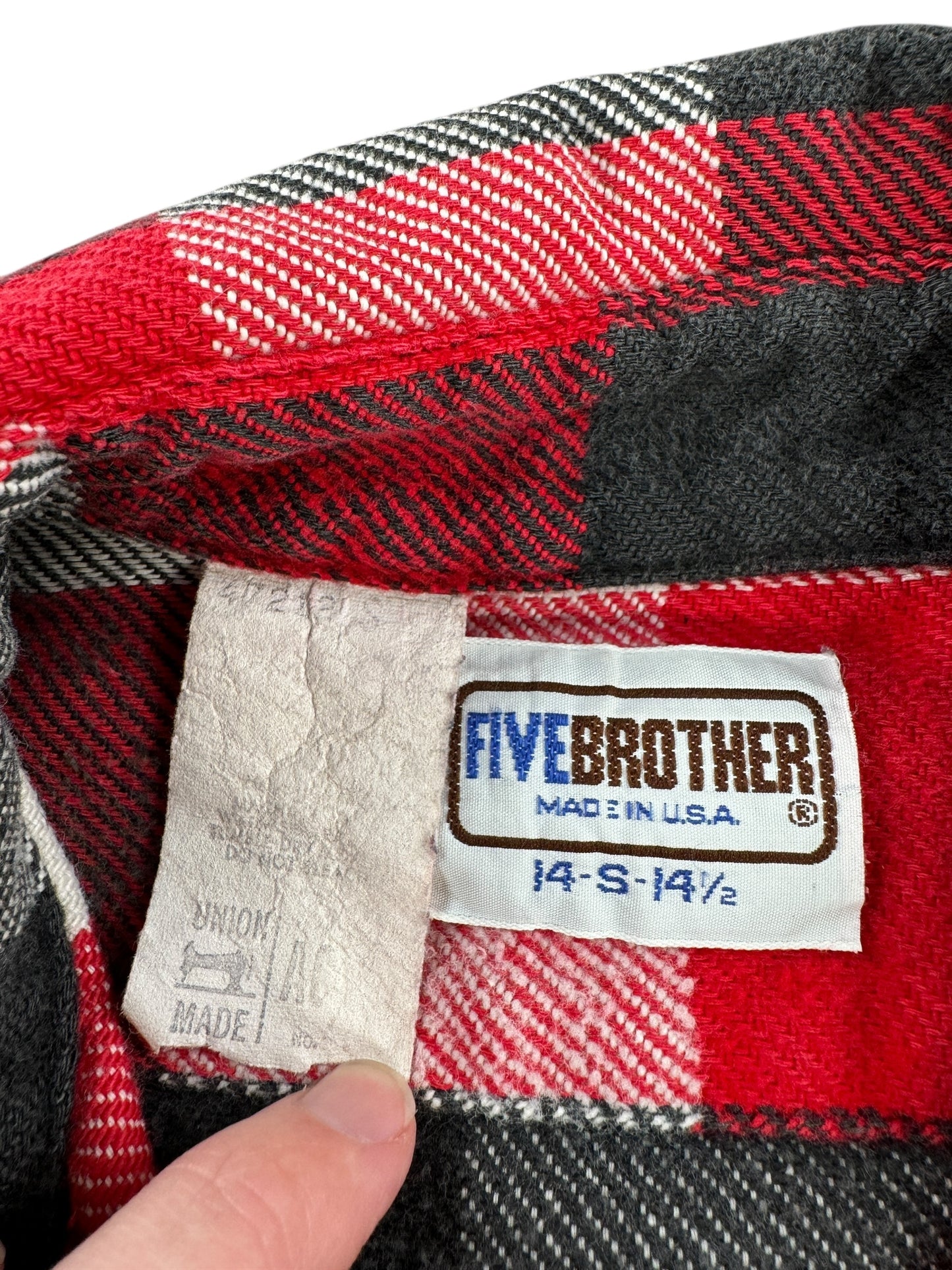 Tag on Vintage 5 Brothers Cotton Flannel SZ S