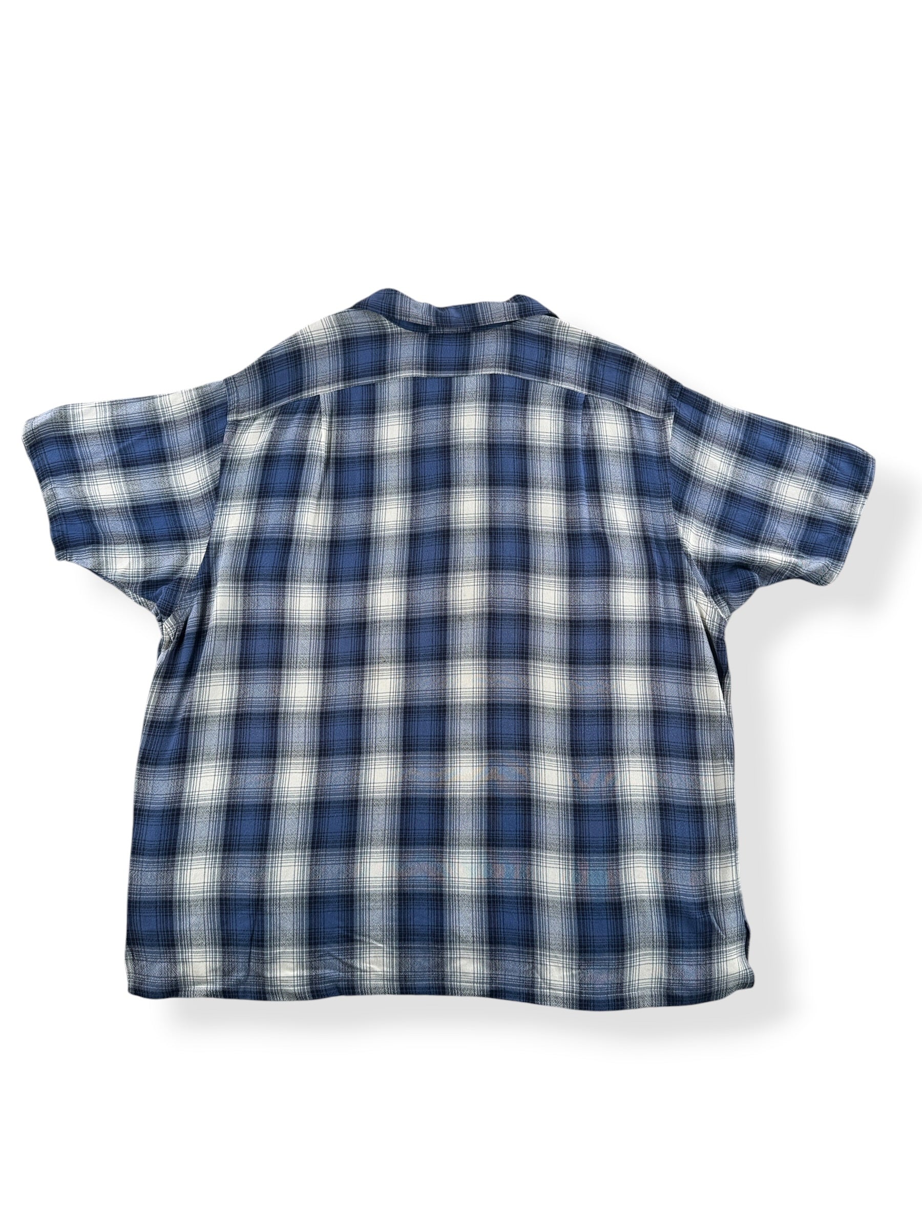 Back of RRL Shadowplaid Loop Collar Shirt SZ XL