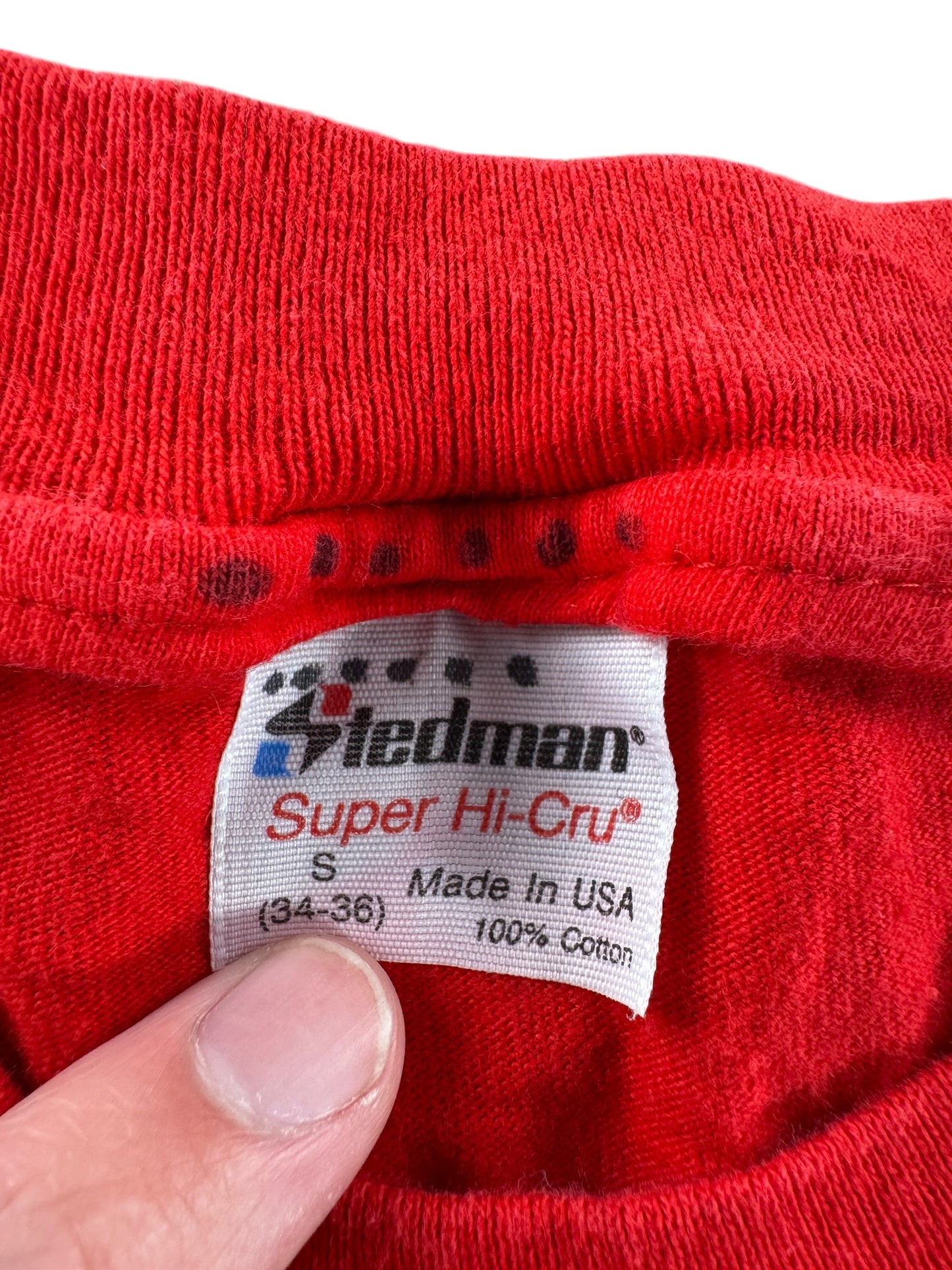 Label on Vintage Hand Painted S. Hollen Horse Tee SZ S