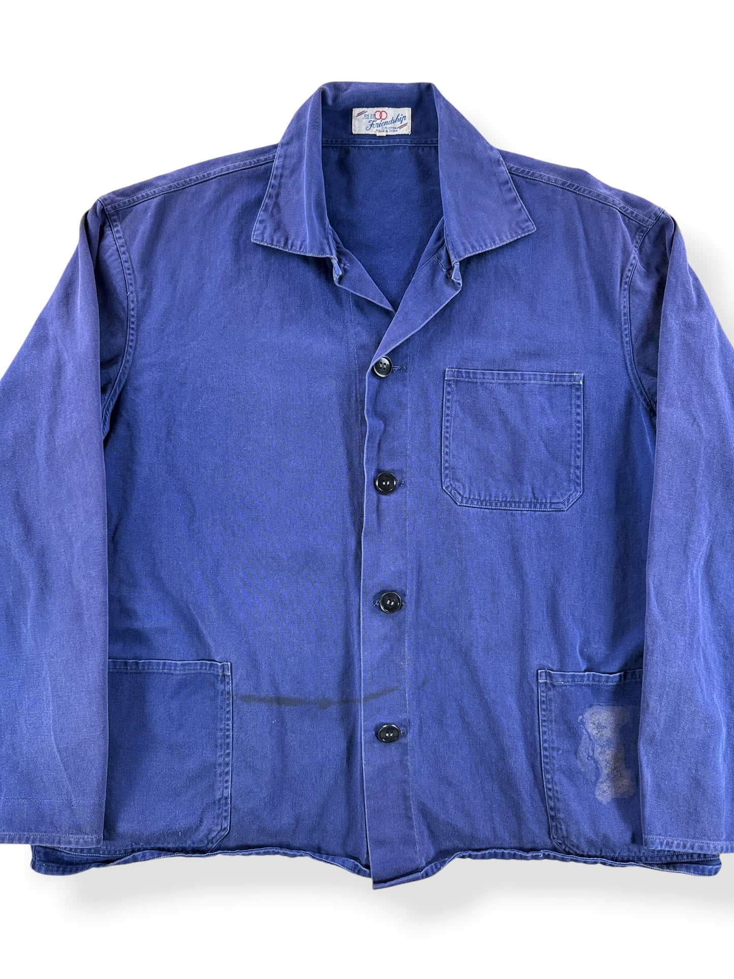 Front Close Up of Vintage 60s/70s French Chore Coat SZ XL