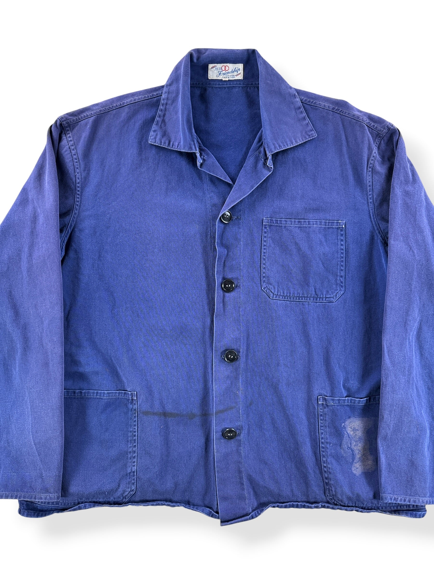 Front Close Up of Vintage 60s/70s French Chore Coat SZ XL