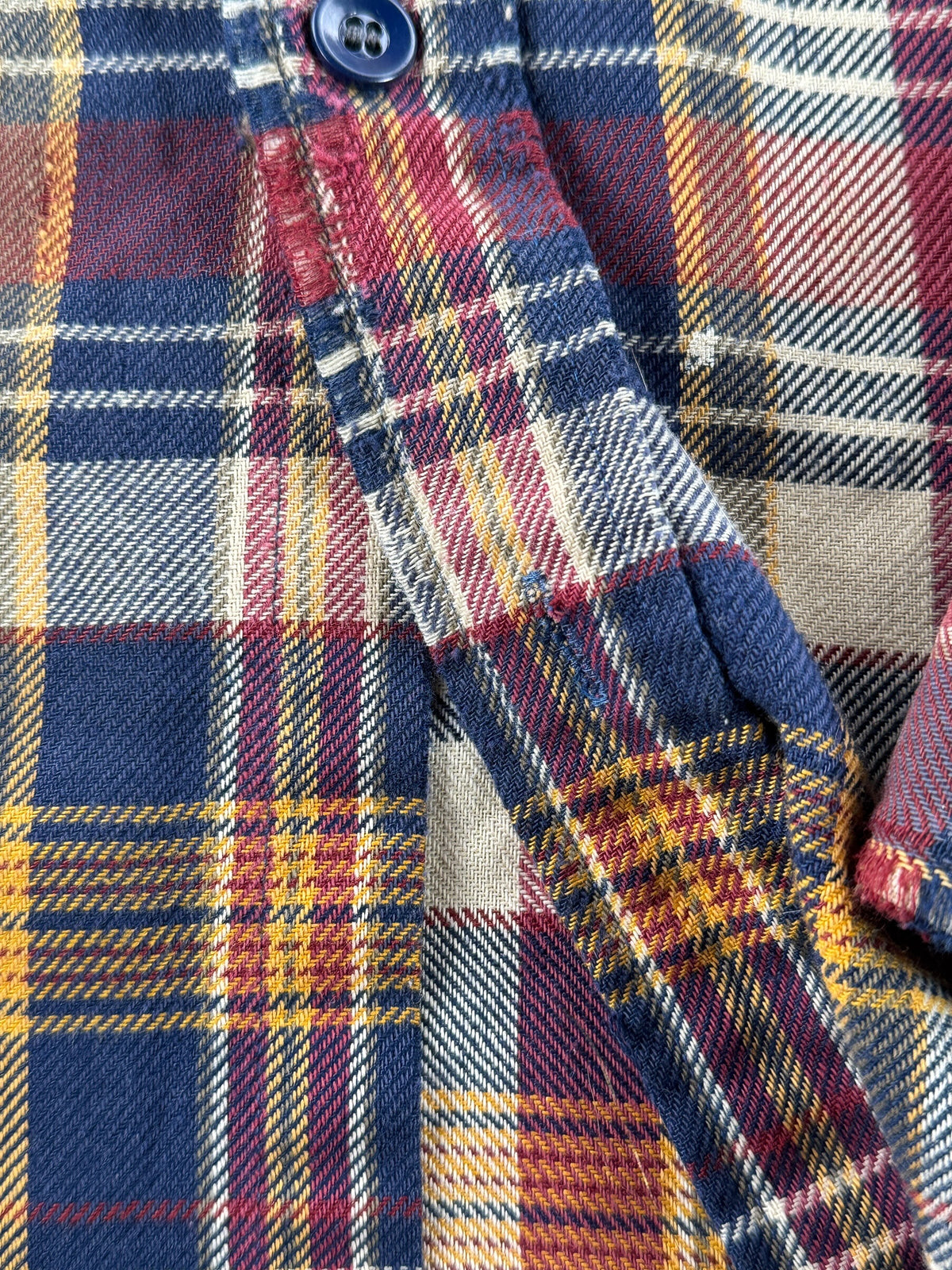 Missing bottom button on Vintage Thrashed 80's JC Penney Flannel SZ M