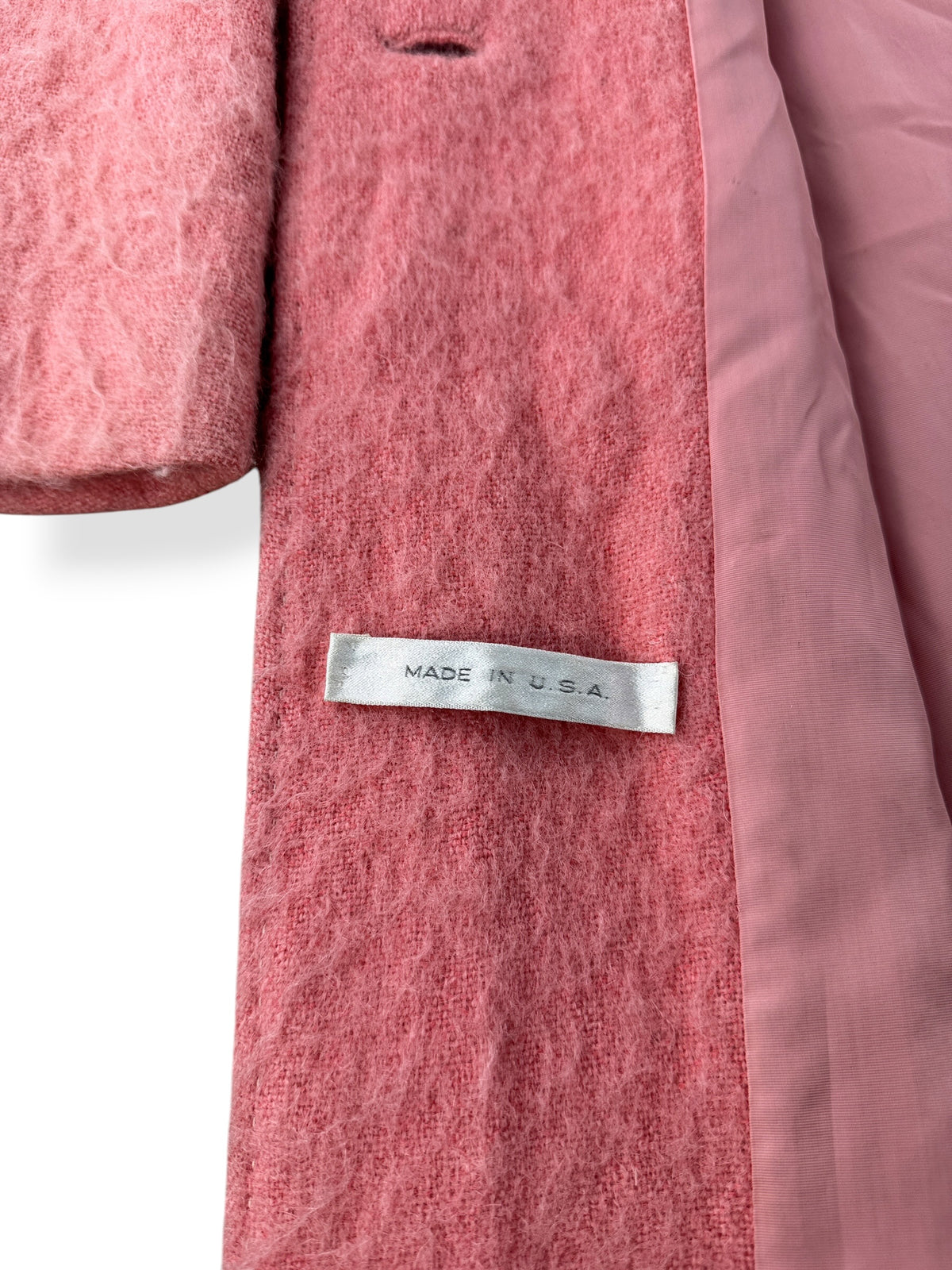 Made in USA Tag on Vintage 60s Bubblegum Mohair Coat SZ S