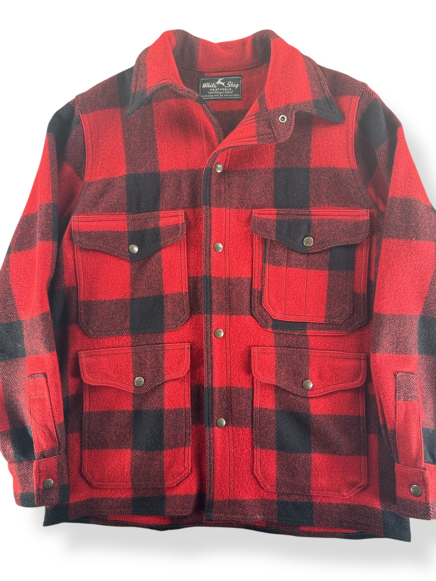 Front Close Up of Vintage White Stag Mackinaw Cruiser Jacket SZ L