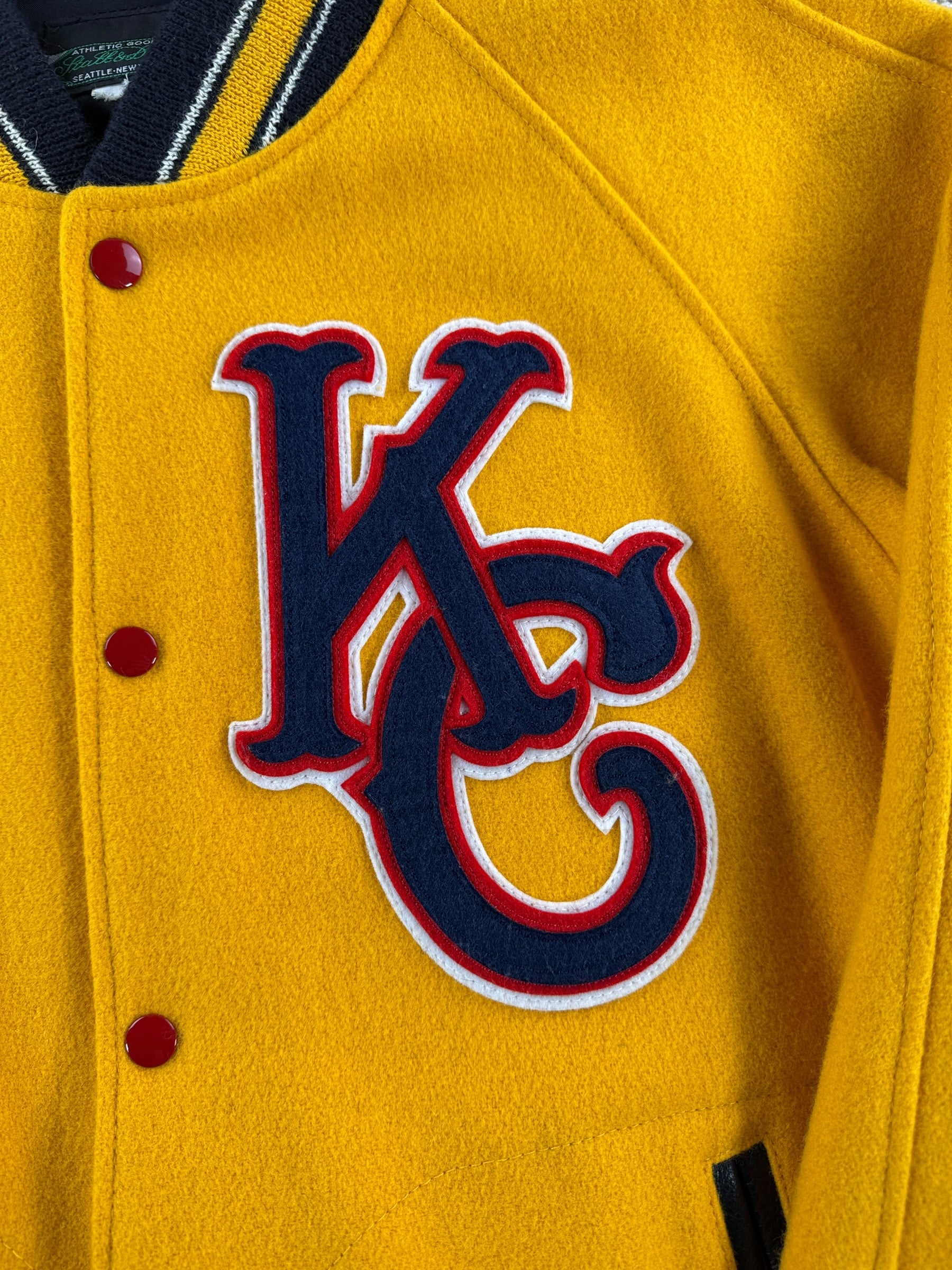 Patch on Vintage Stall & Dean KC Varsity Jacket SZ L