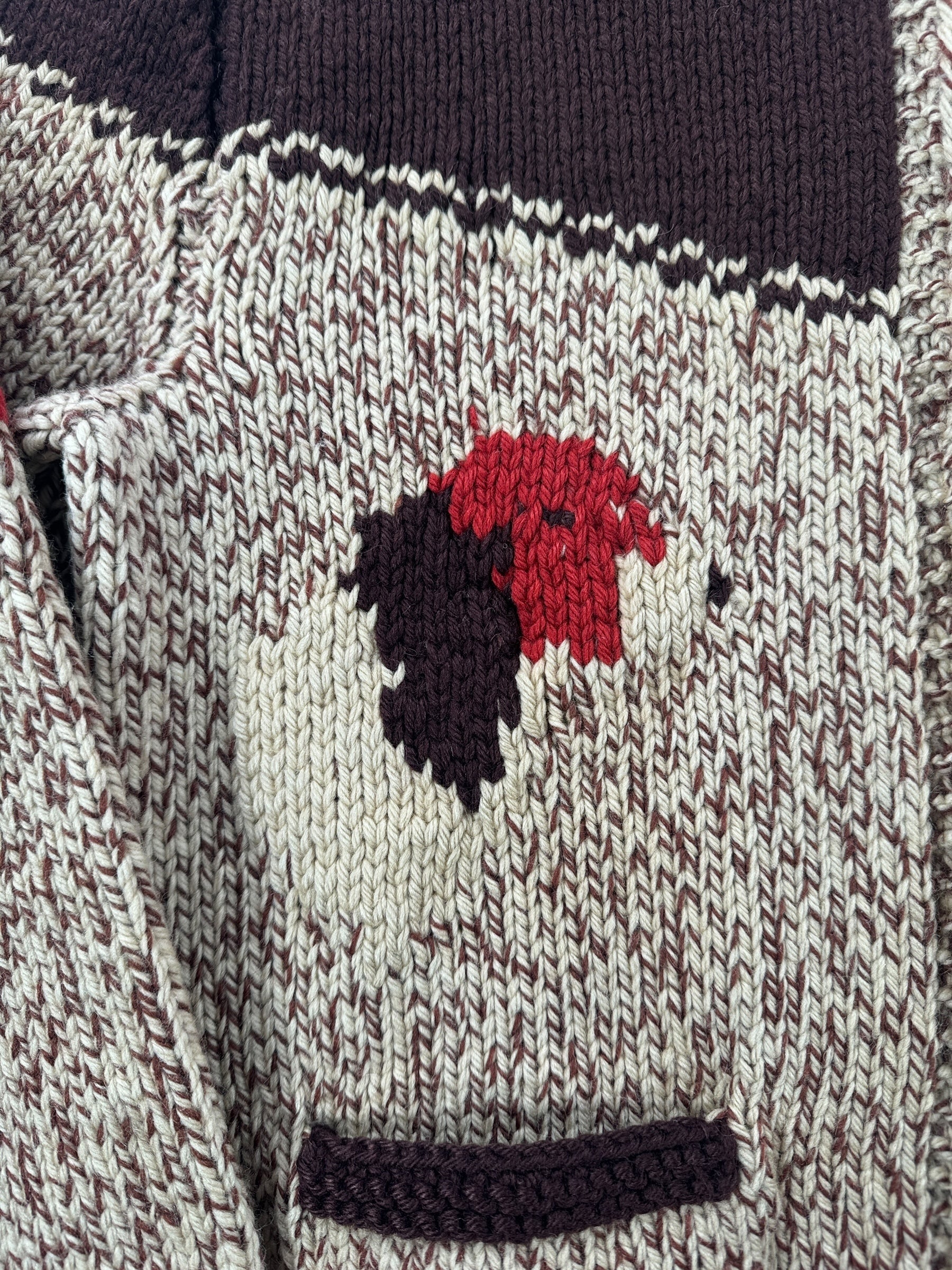 Pattern on Front of Vintage Mary Maxim Beagle Cowichan Style Sweater SZ M