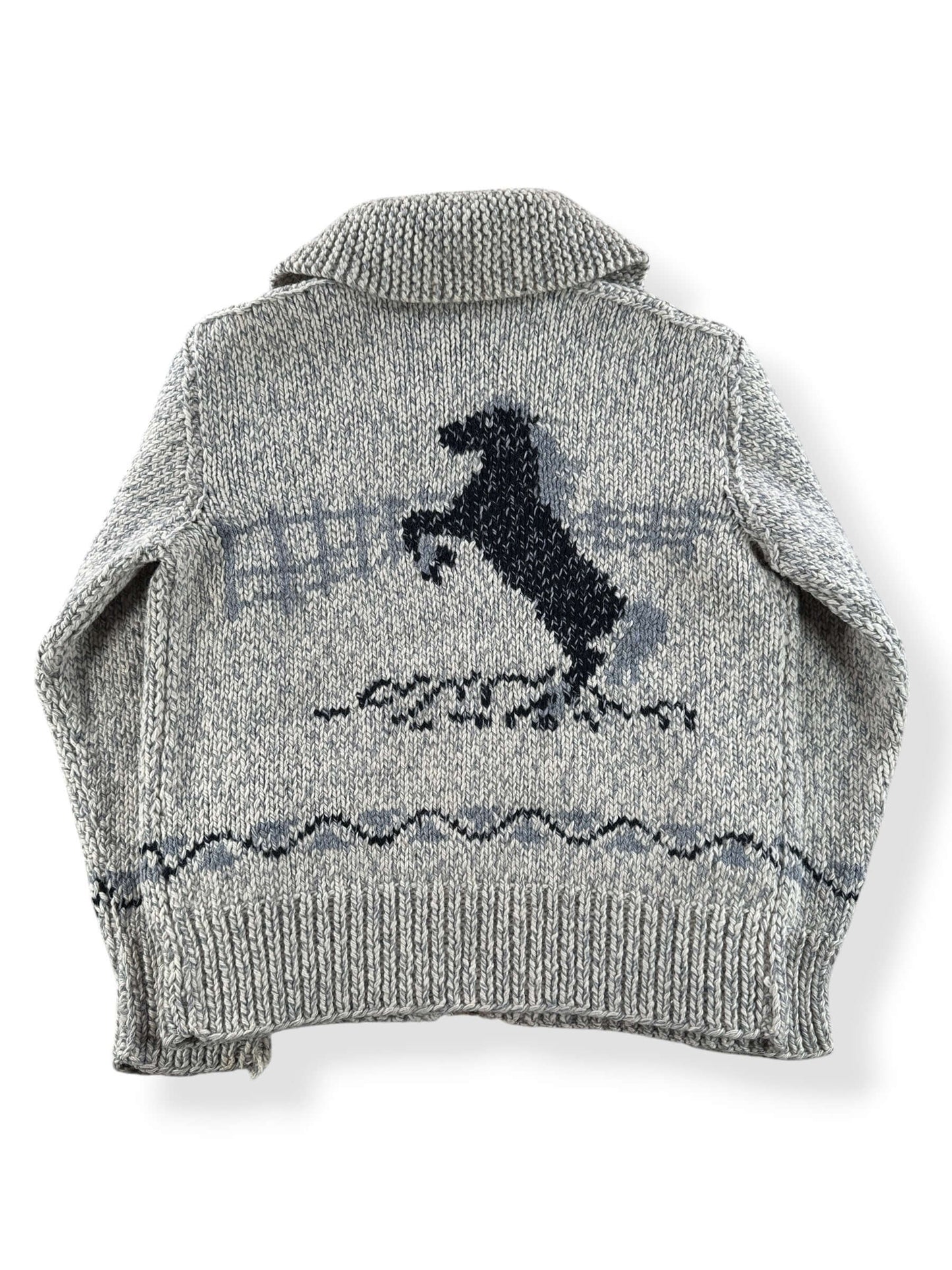 Back of Vintage Cowichan Style Horse Sweater AS IS SZ M/L