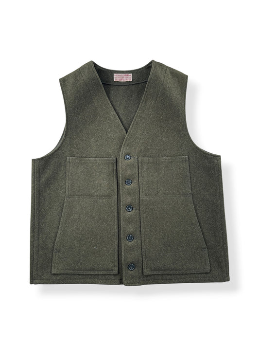 Front of Vintage Filson Forest Green Mackinaw Wool Vest SZ 42