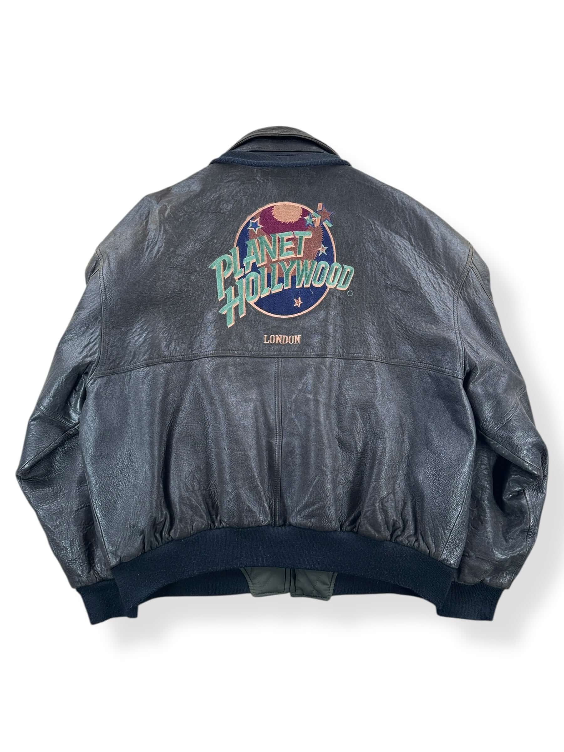 Back of Vintage Planet Hollywood Leather Jacket SZ XL
