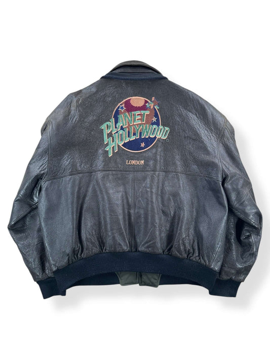 Back of Vintage Planet Hollywood Leather Jacket SZ XL