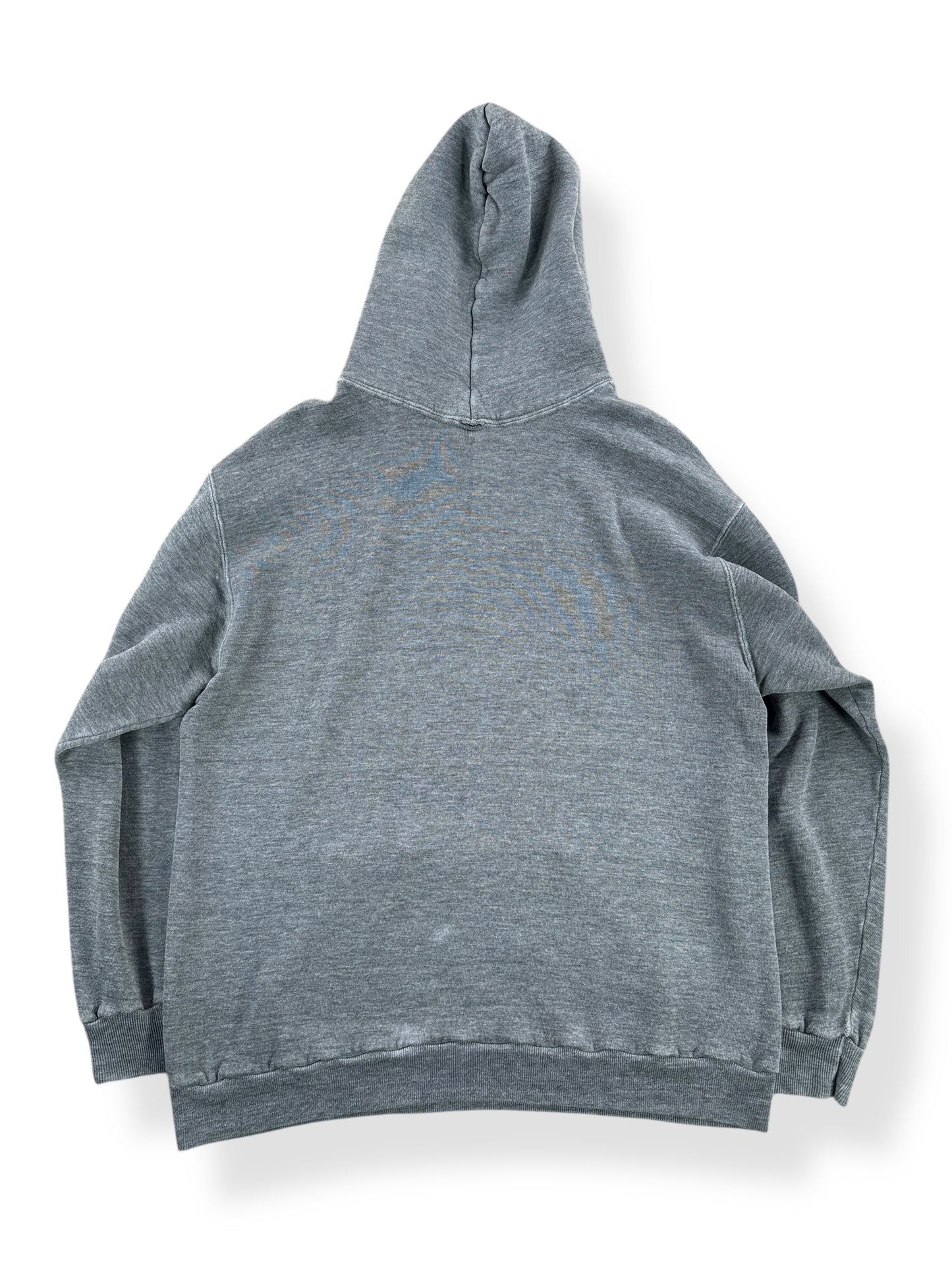 Back of Vintage Grey Distressed and Repaired Hoodie SZ M