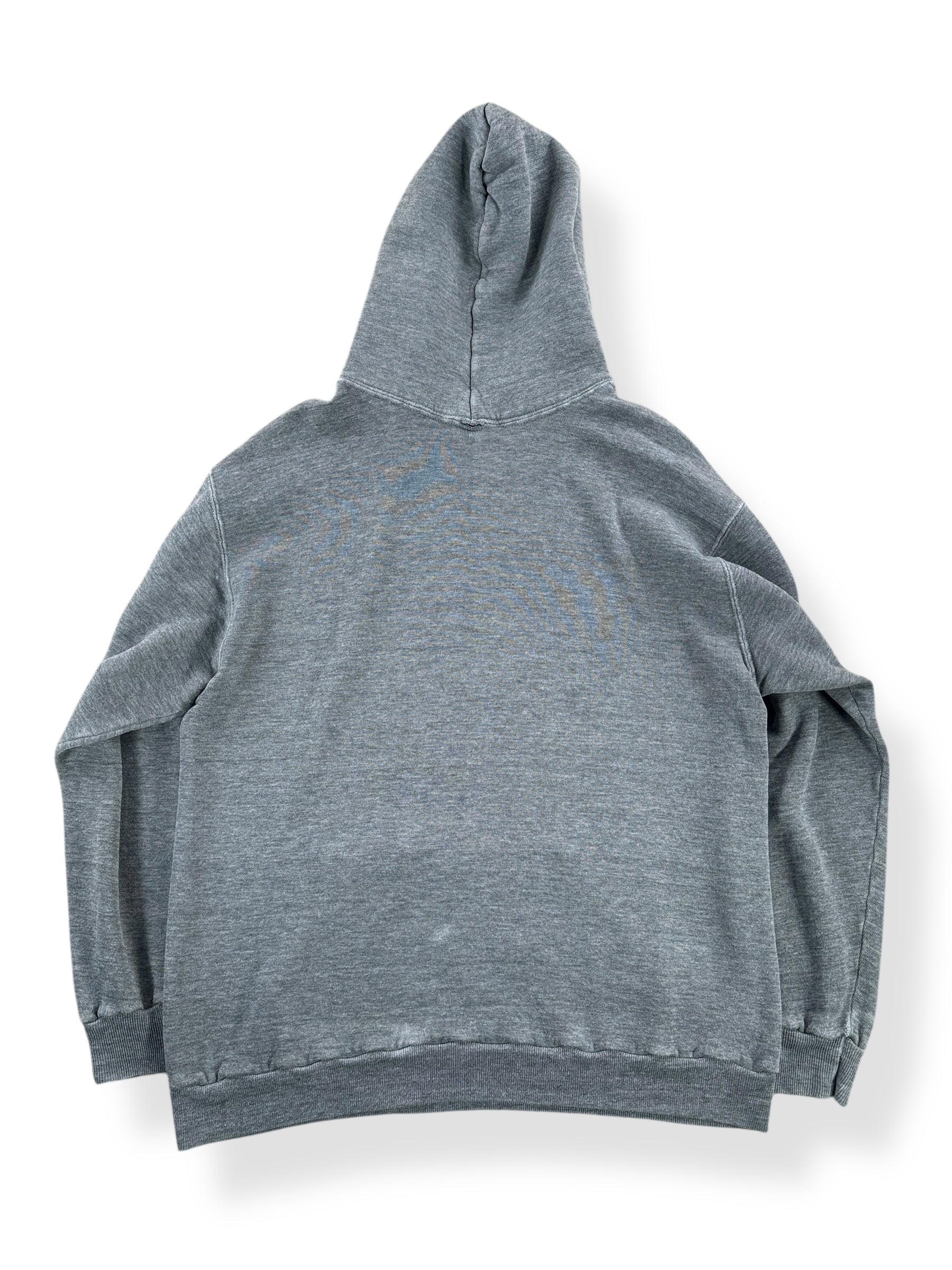 Back of Vintage Grey Distressed and Repaired Hoodie SZ M