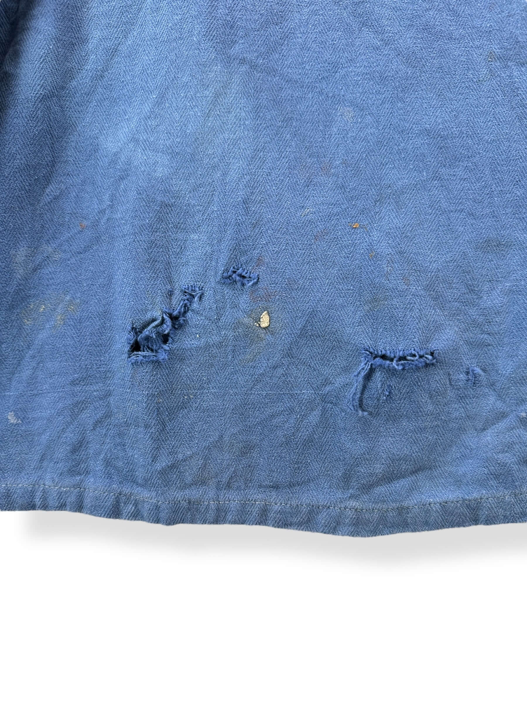 Holes on Vintage Faded Blue French Chore Coat SZ L