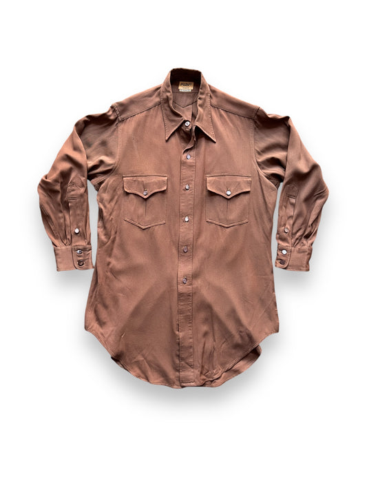 front of Vintage Buckley Shirts Brown Gabardine Western Shirt SZ M