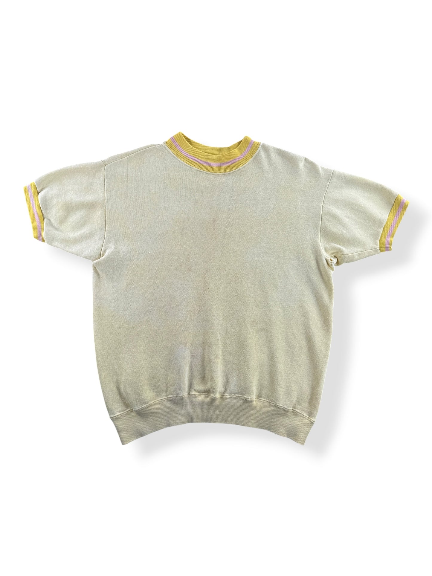 Front of Vintage 60s Yellow Short Sleeve Crewneck SZ S