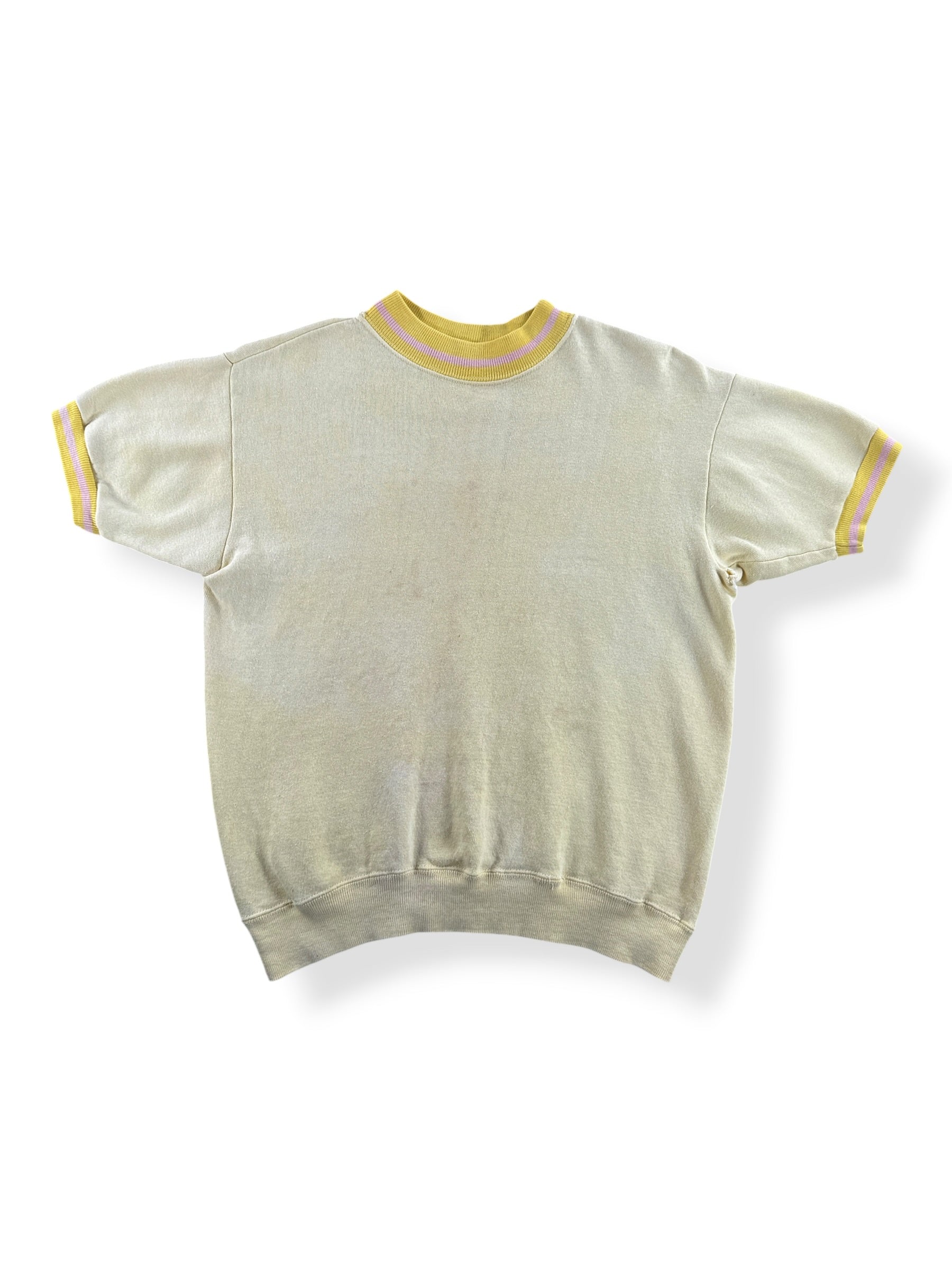 Front of Vintage 60s Yellow Short Sleeve Crewneck SZ S