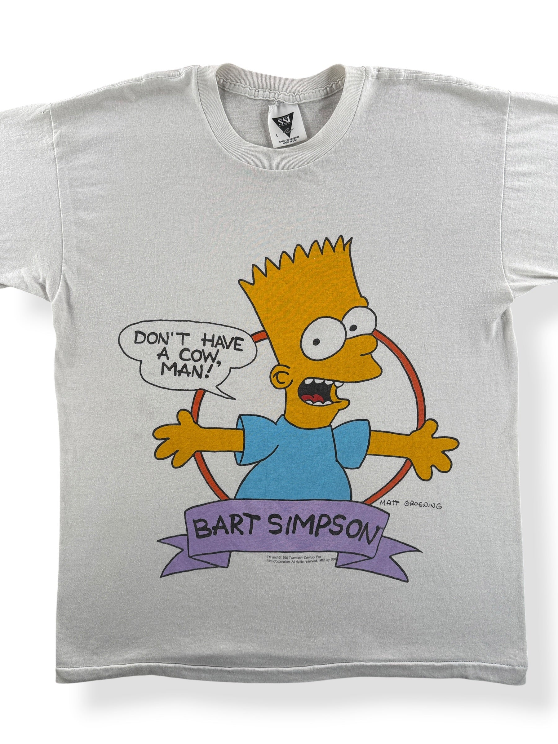 Front Close Up of Vintage Bart Simpson I Don't Have A Cow Tee SZ L