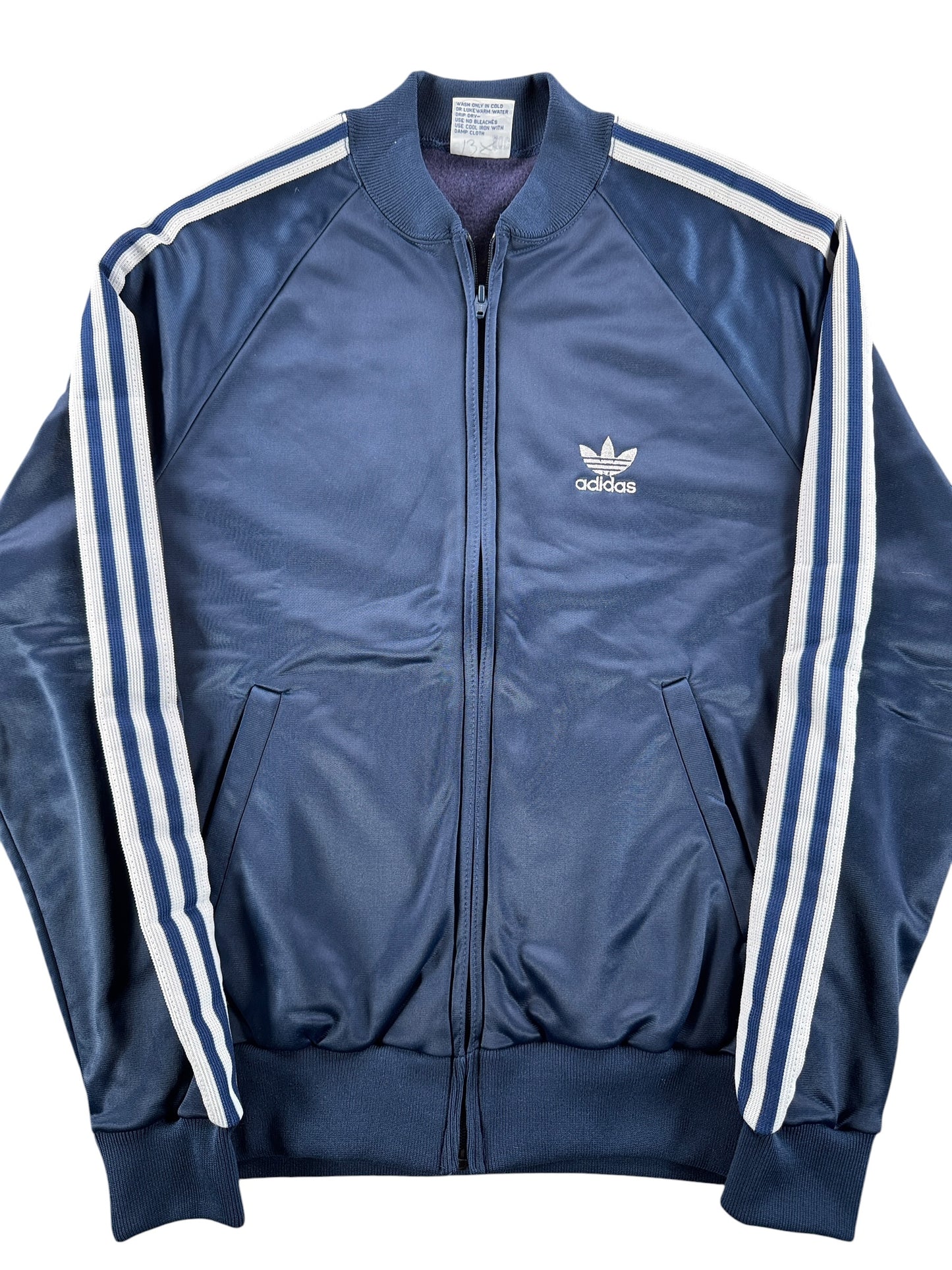 Front Close Up of Vintage Adidas Trefoil Jacket SZ M