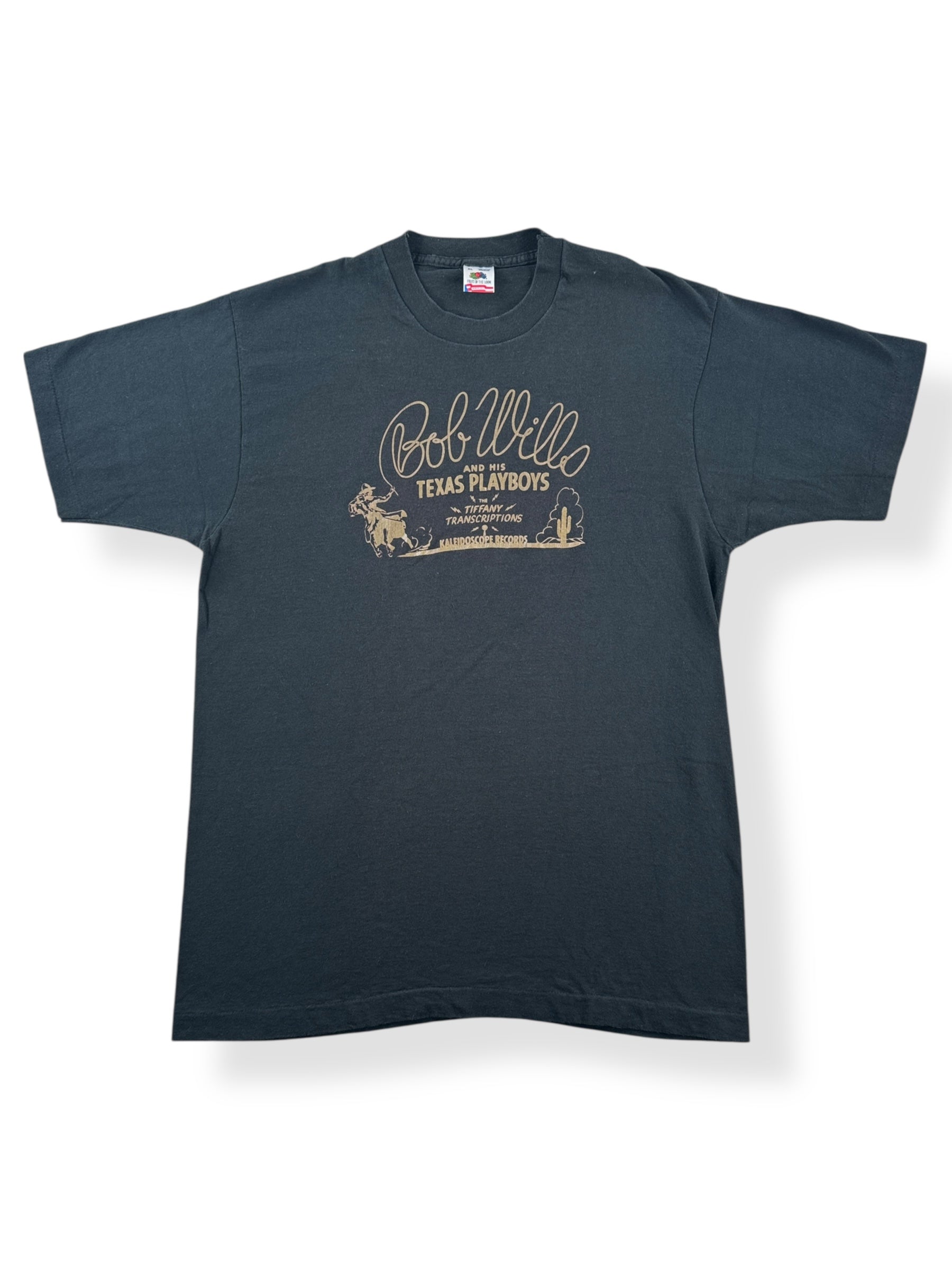 Front of Vintage NOS Bob Wills Black Tee SZ XL