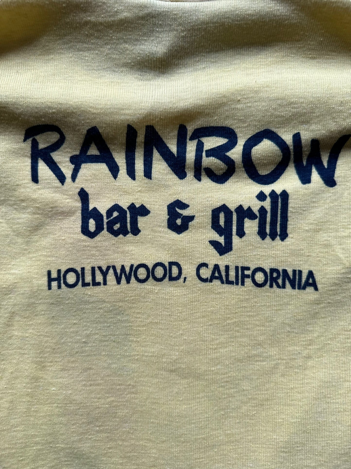 Rear Detail of Vintage Rainbow Bar & Grill Shirt Size S | Vintage Metal Rock Bar Tee | Barn Owl Vintage Seattle