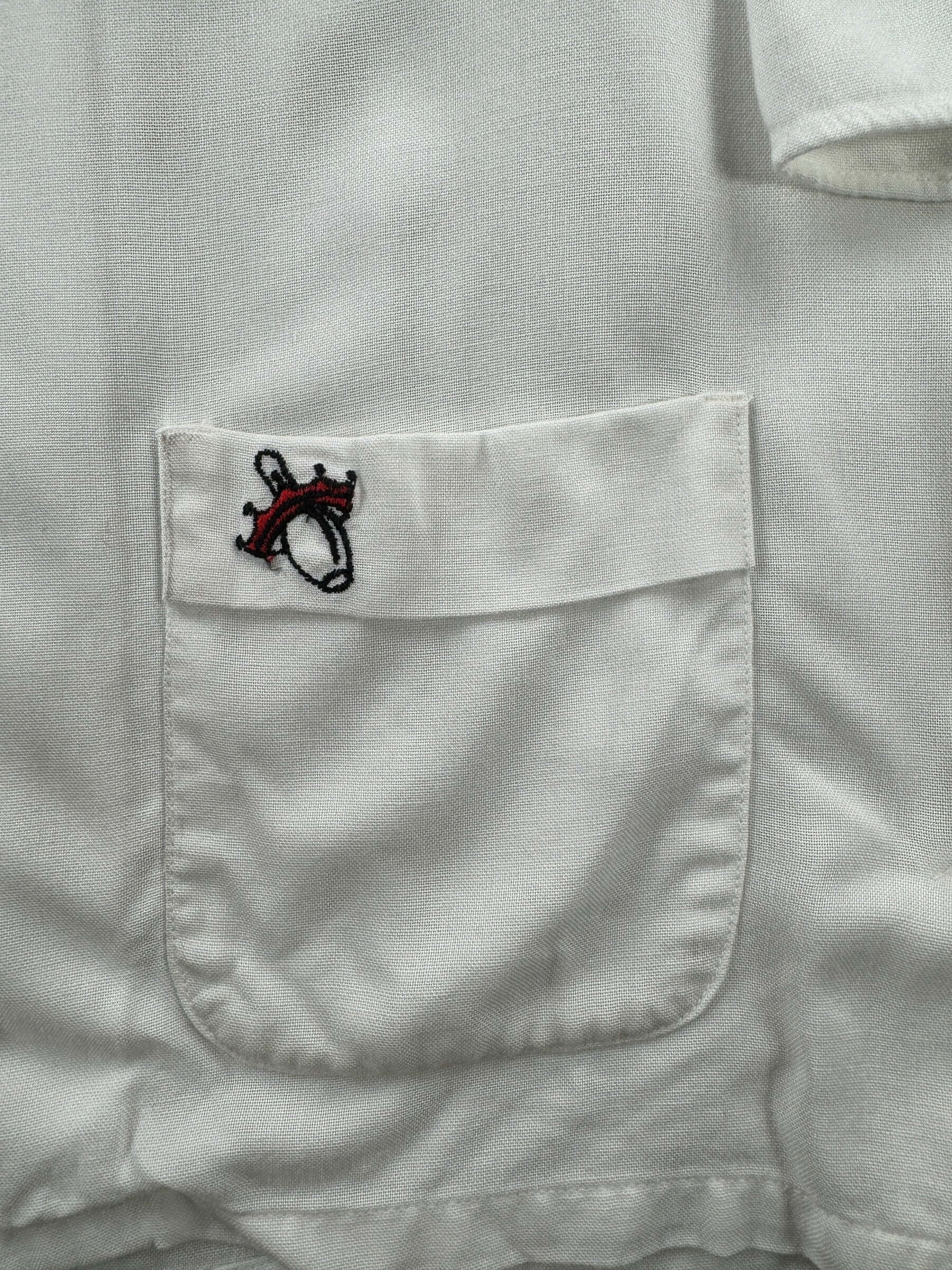 Pocket on Vintage Cape George Colony Discovery Bay Bowling Shirt SZ 36