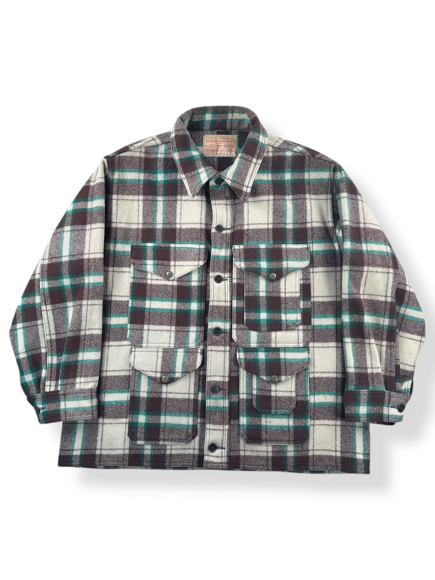 Front of Vintage 1951 Filson Peppermint Patty Mackinaw Cruiser Jacket SZ XL