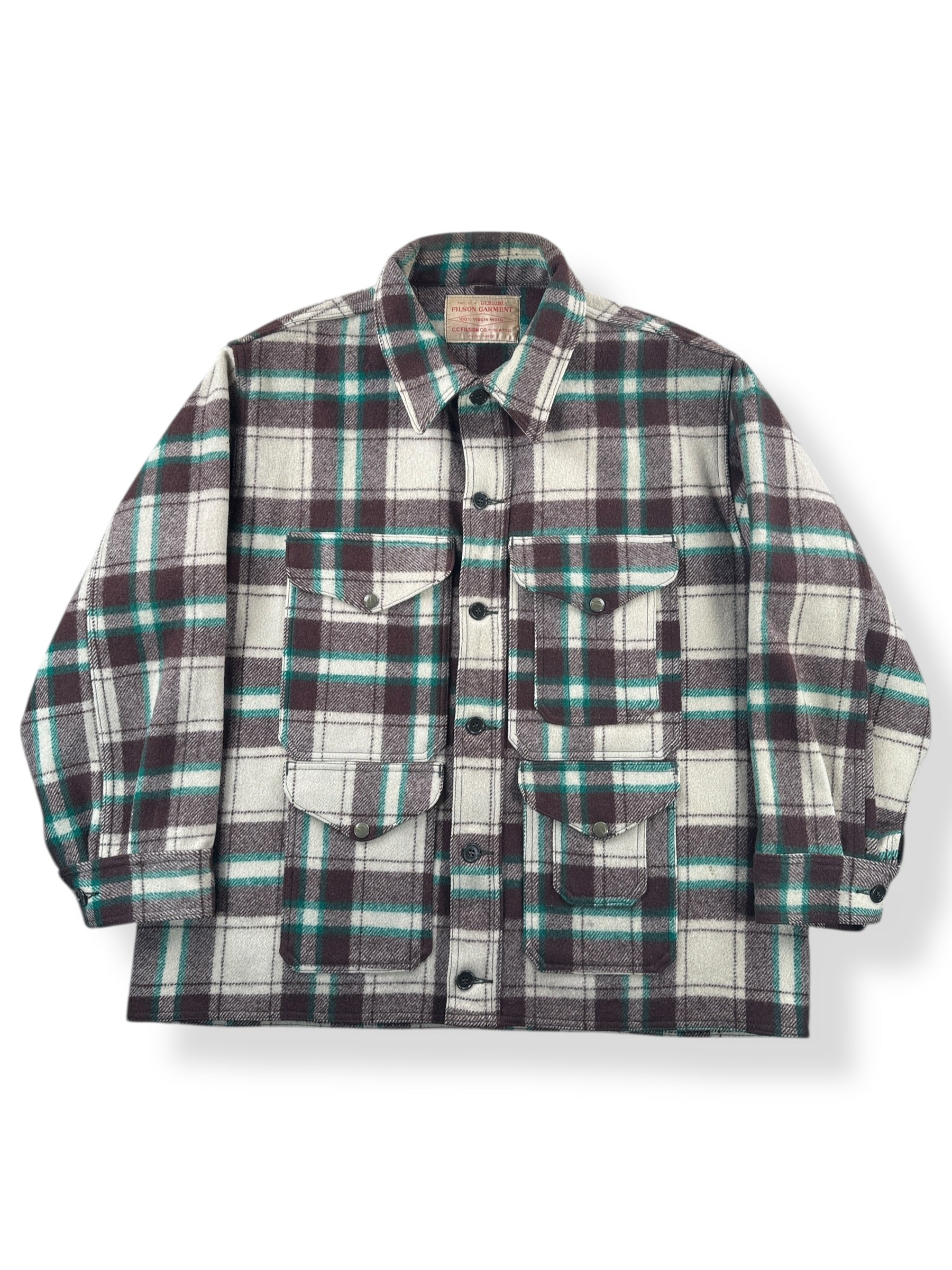 Front of Vintage 1951 Filson Peppermint Patty Mackinaw Cruiser Jacket SZ XL
