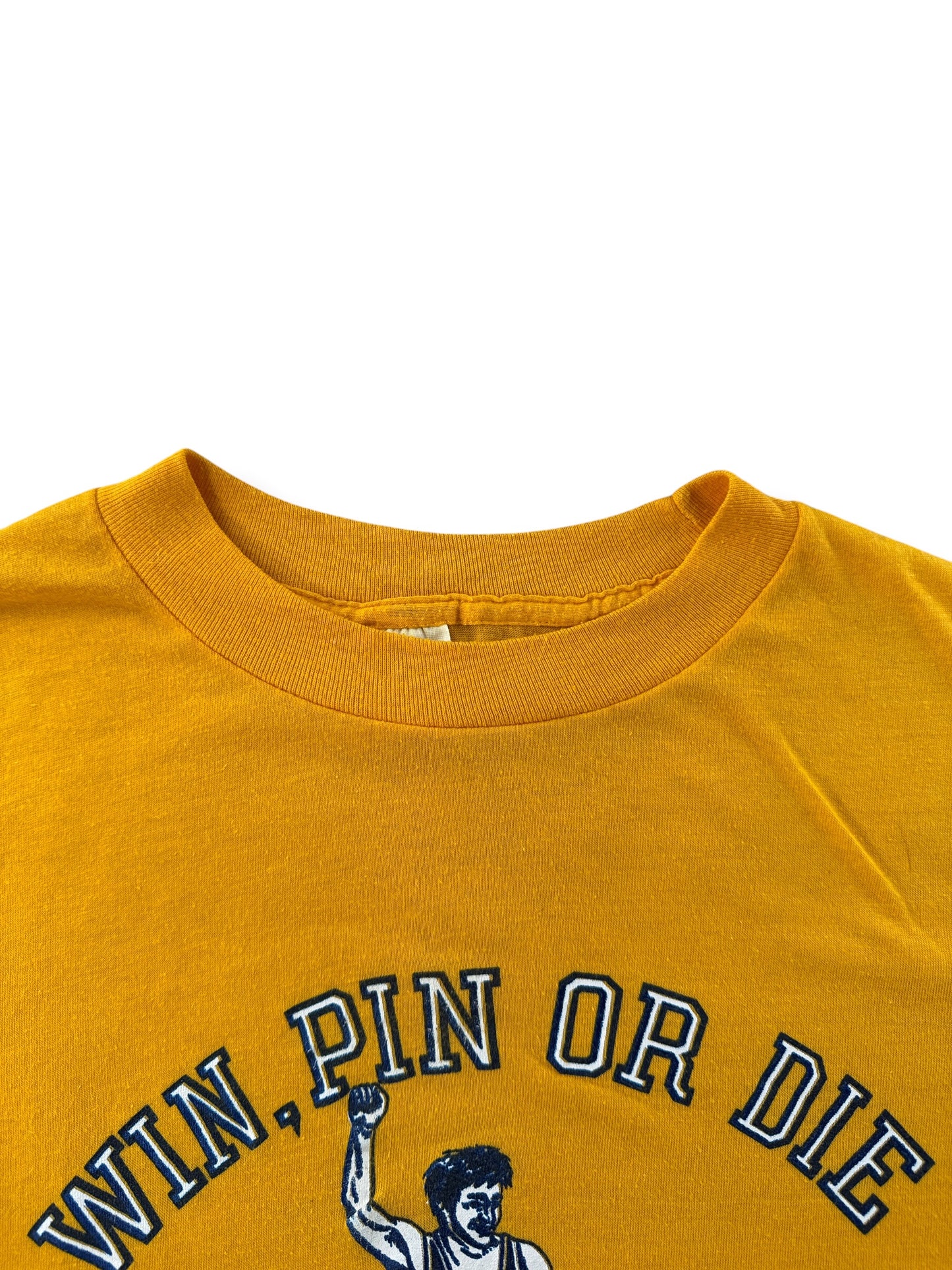 Collar on Vintage Win Pin or Die Wrestling Tee SZ L (Fits S)