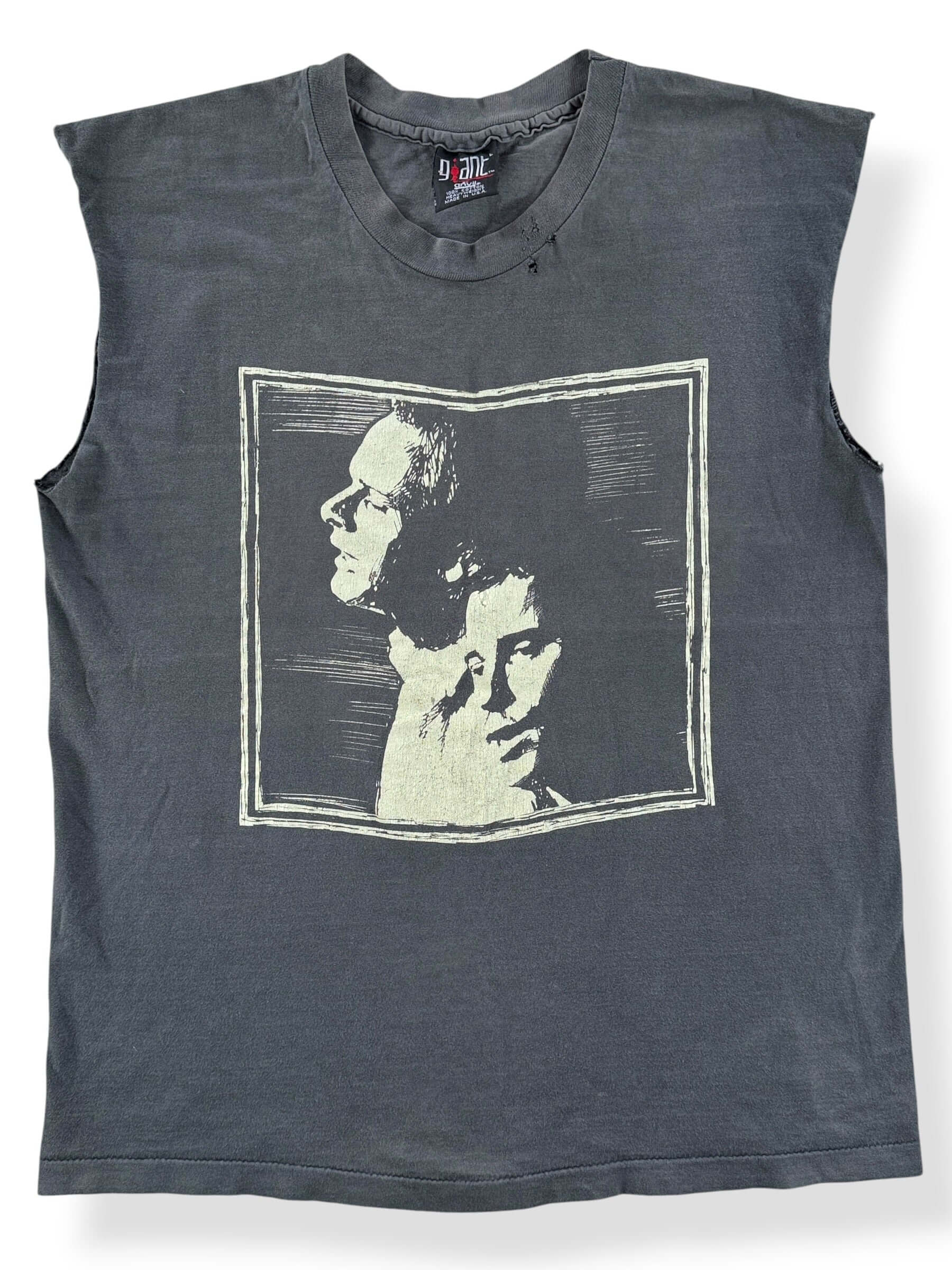 Front Close Up of Vintage Simon and Garfunkel 1993 Cutoff SZ L (Fits M)