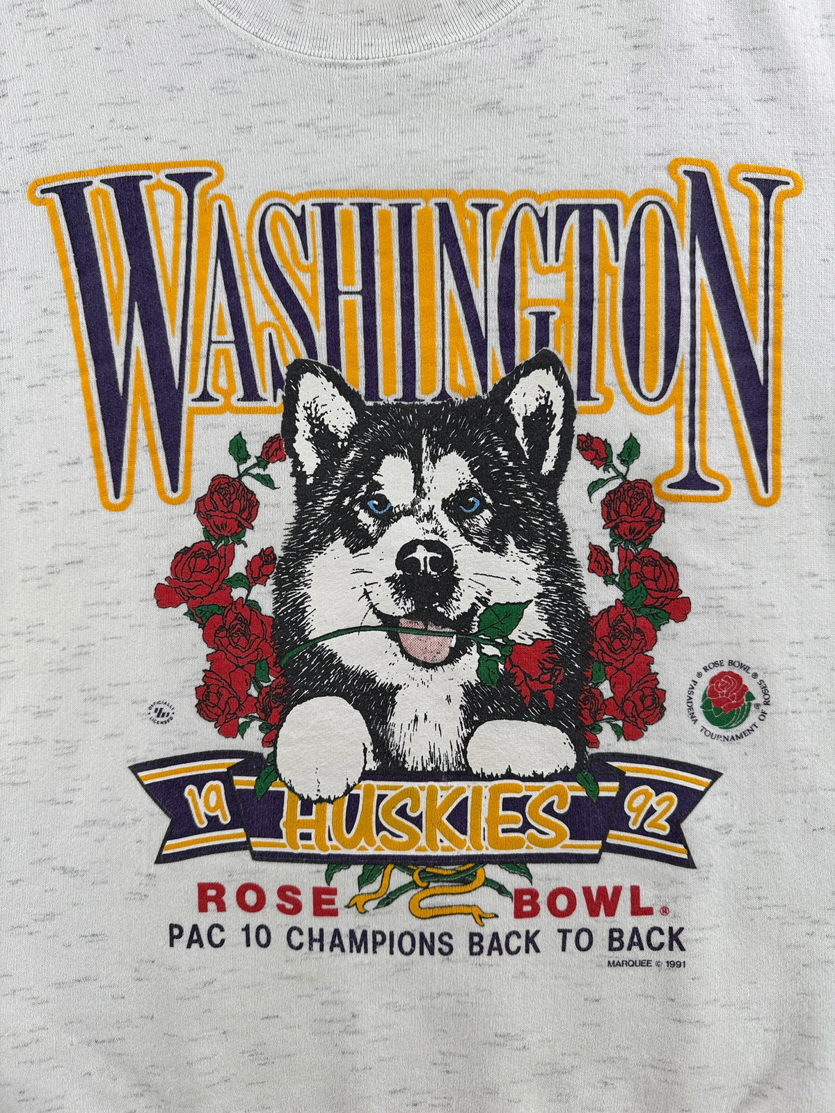 Graphic of Vintage UW Huskies Rose Bowl Crew Neck SZ L (Fits M)