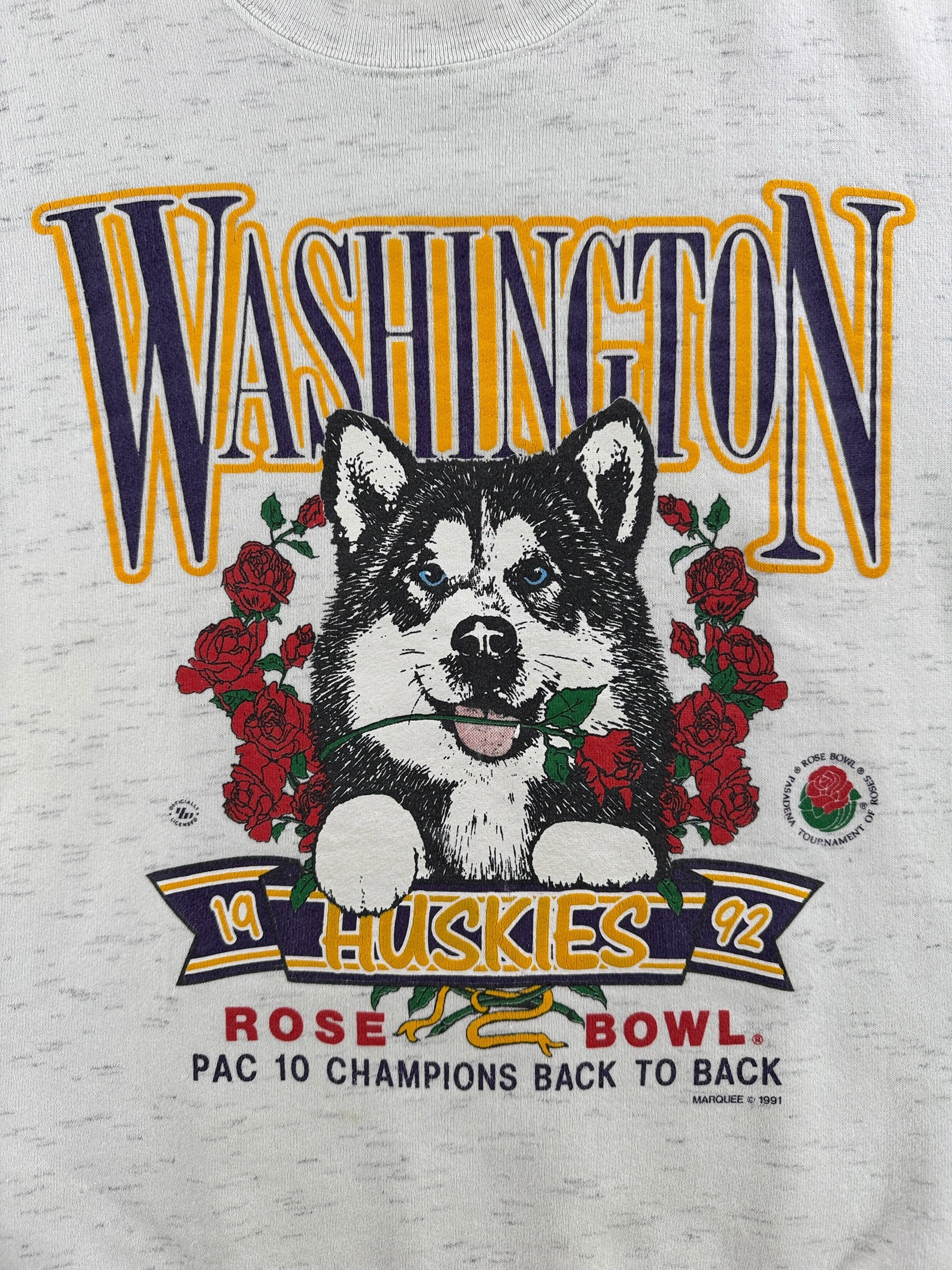 Graphic of Vintage UW Huskies Rose Bowl Crew Neck SZ L (Fits M)