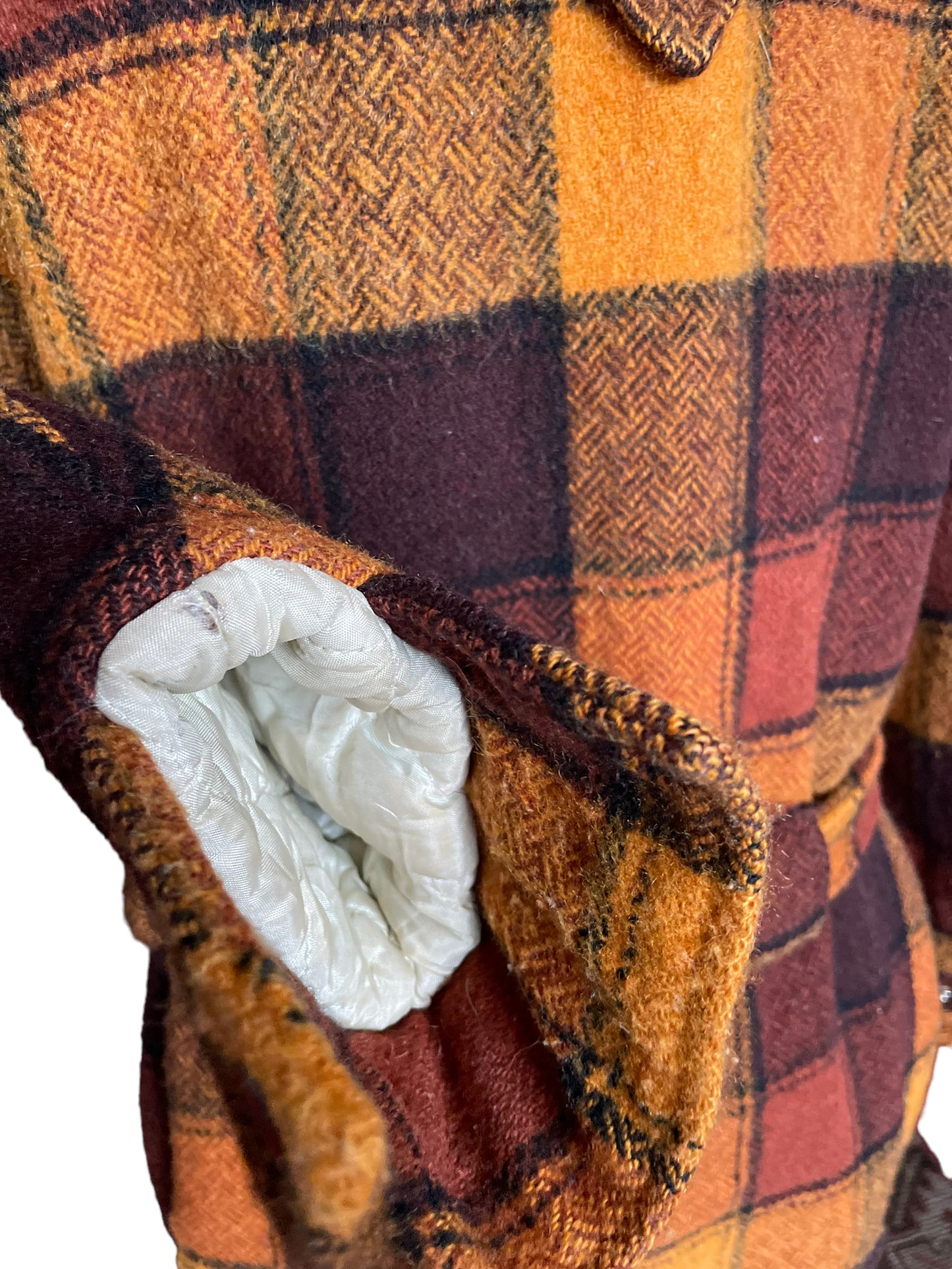 Cuff view of Vintage H Bar C Western Wear Plaid Belted Coat | Seattle True Vintage | Barn Owl Vintage Coats