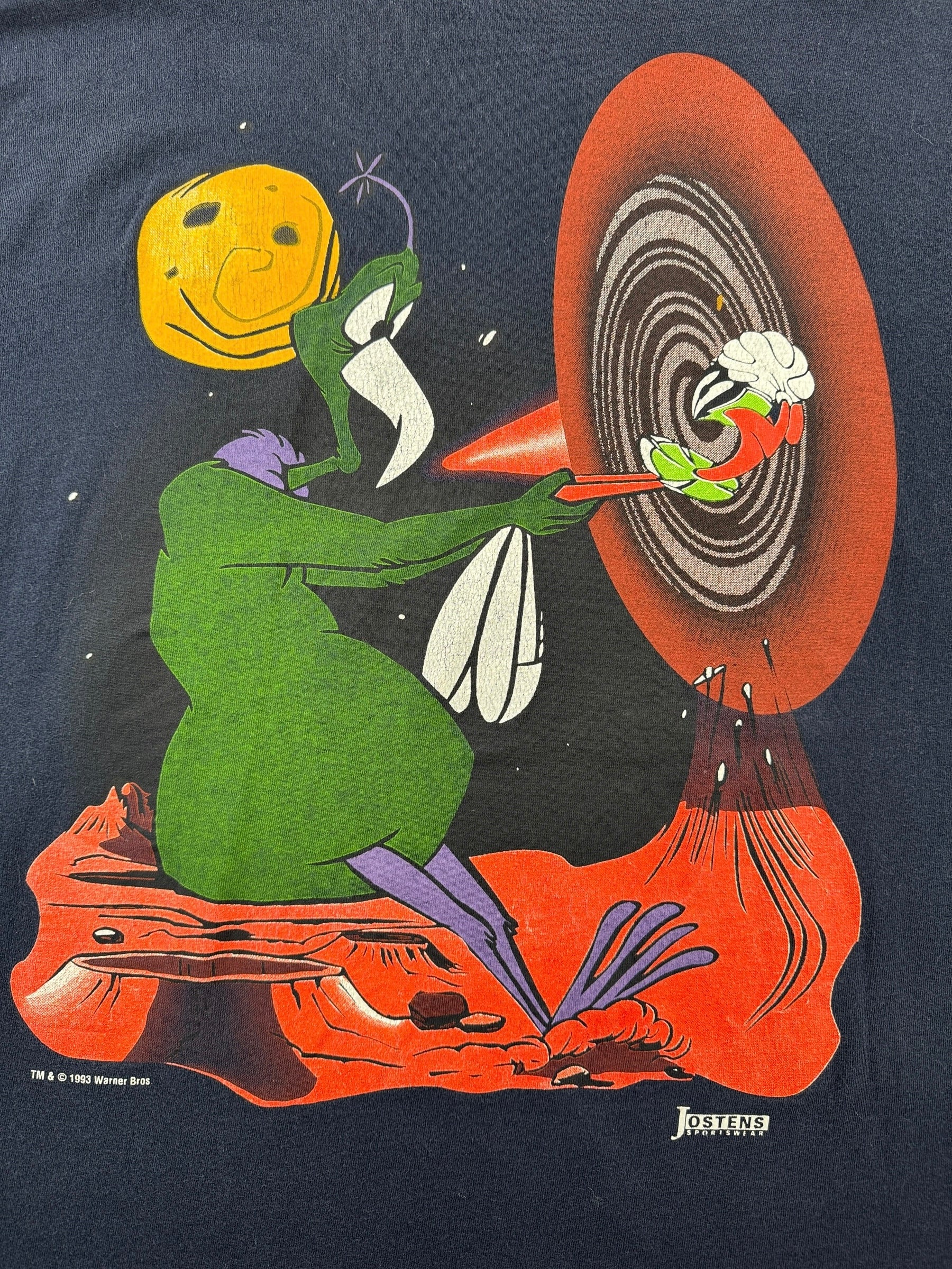Back Graphic of Vintage Marvin The Martians Jostens Tee SZ XXL