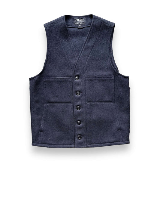 Front View of Black Label Filson Mackinaw Wool Vest SZ S |  Barn Owl Vintage Goods | Filson Bargain Outlet Seattle