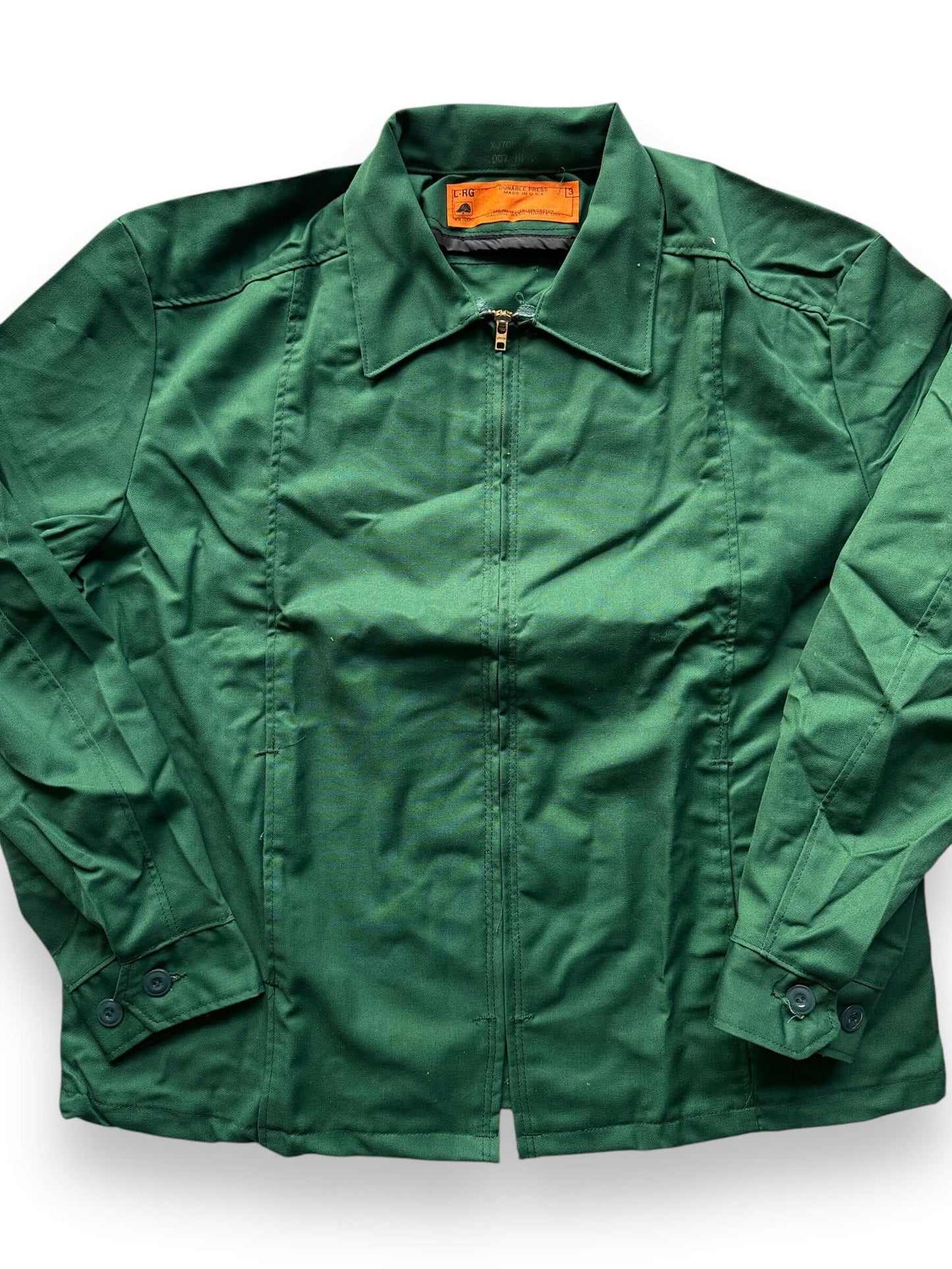 front close up of Vintage NOS Red Kap Green Work Jacket SZ L