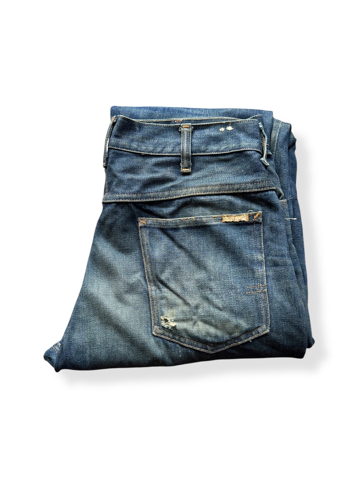 Folded on Vintage Dark Wash Penney's Foremost Half Selvedge Jeans W33